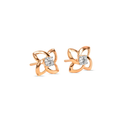 Floral Diamond Stud Earrings in Rose Gold - Fine One Jewels