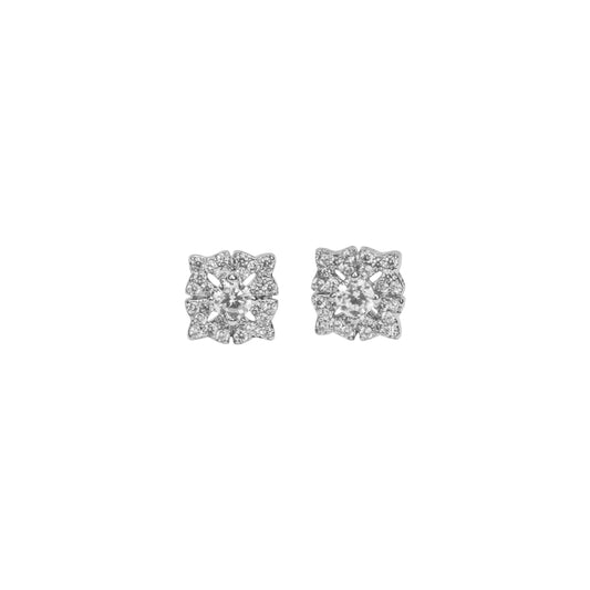 Blooming Halo Diamond Stud Earrings