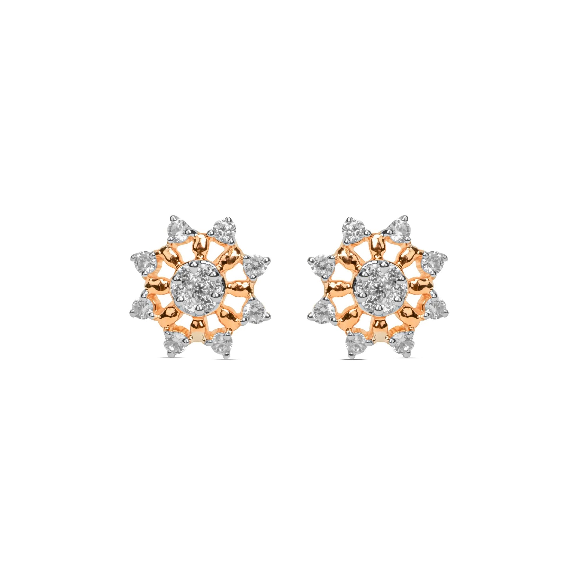 Rose Gold & Diamond Brilliant Floral Stud Earrings - Fine One Jewels