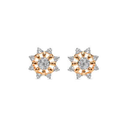 Rose Gold & Diamond Brilliant Floral Stud Earrings - Fine One Jewels