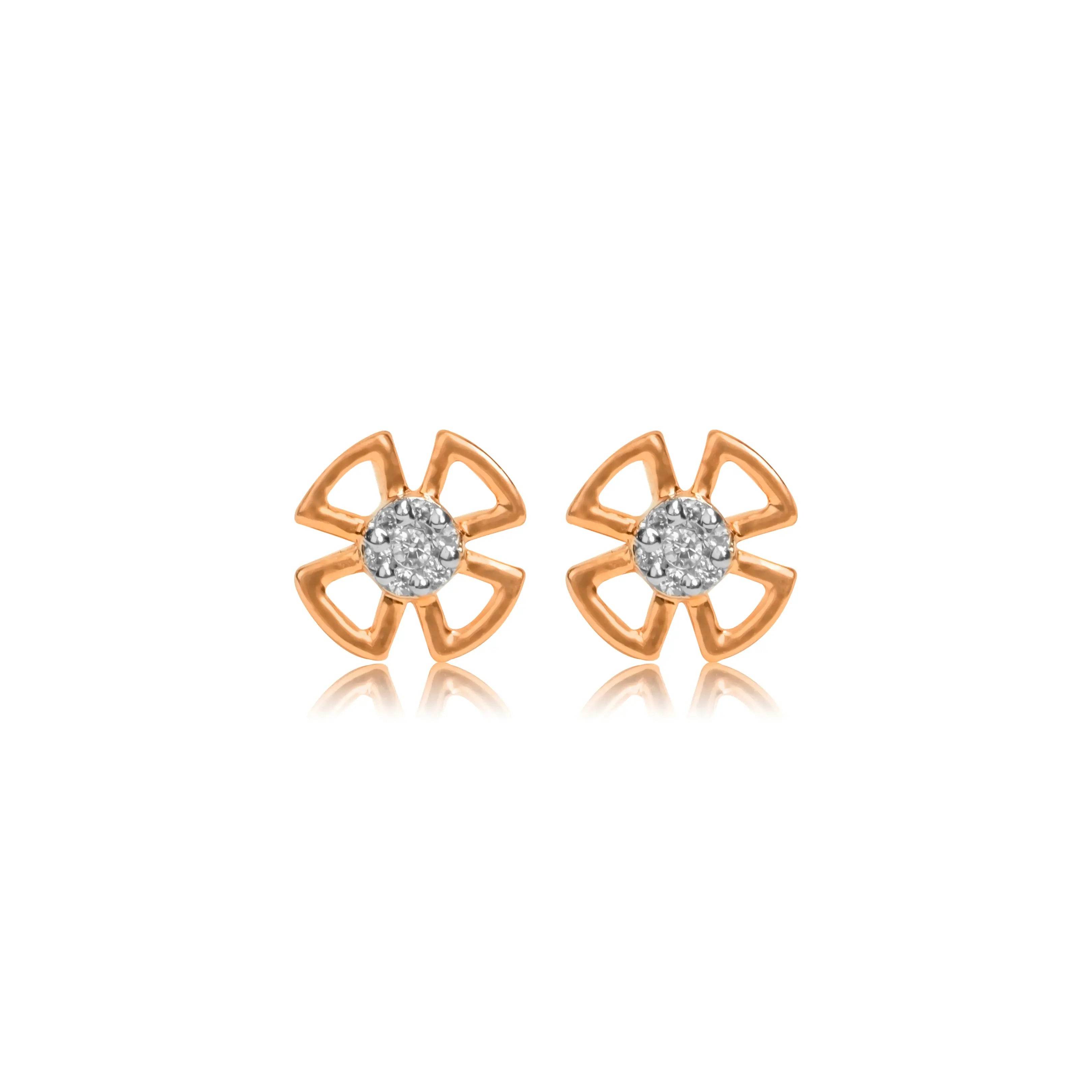 Petite Petal Diamond Gold Earrings - Fine One Jewels