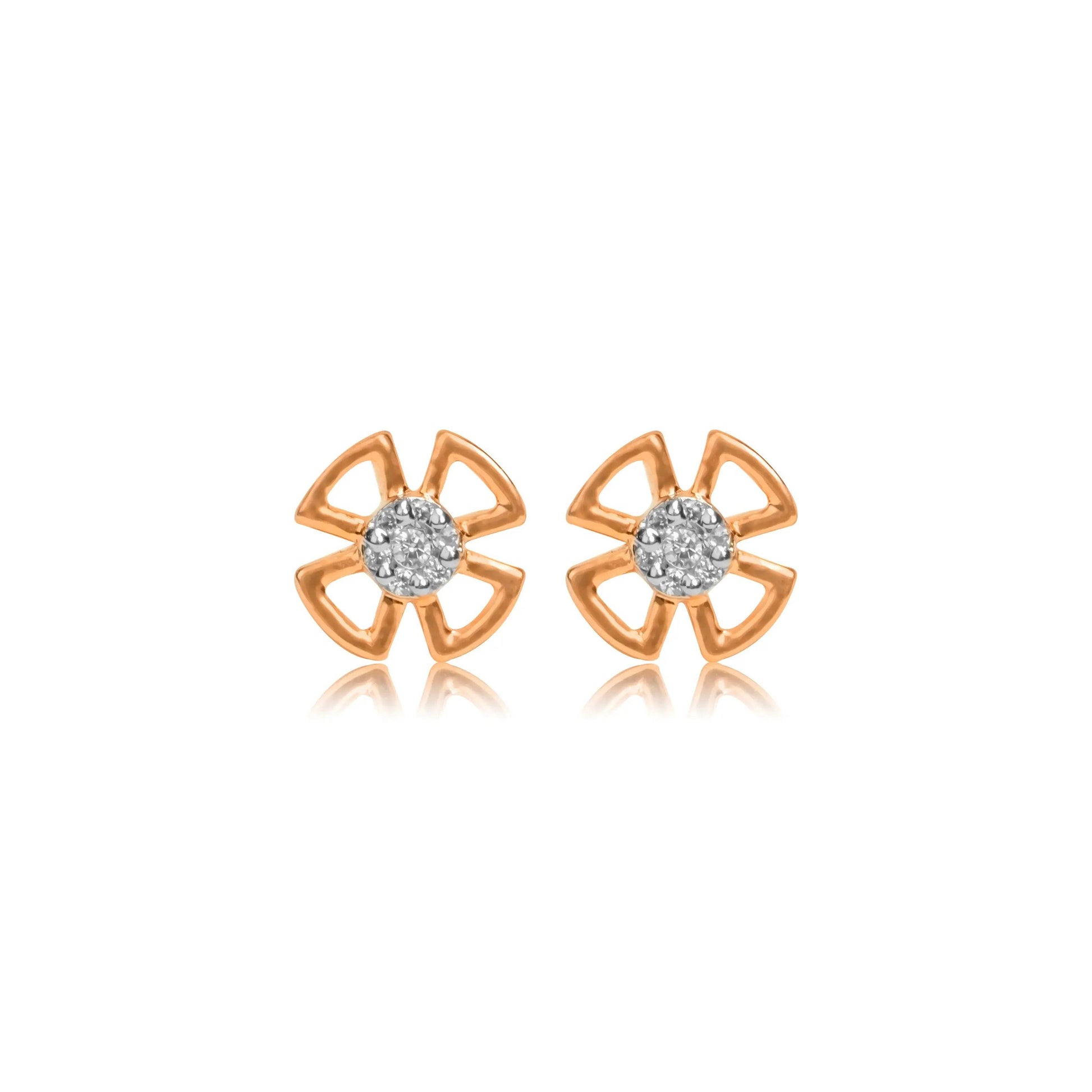 Petite Petal Diamond Gold Earrings - Fine One Jewels