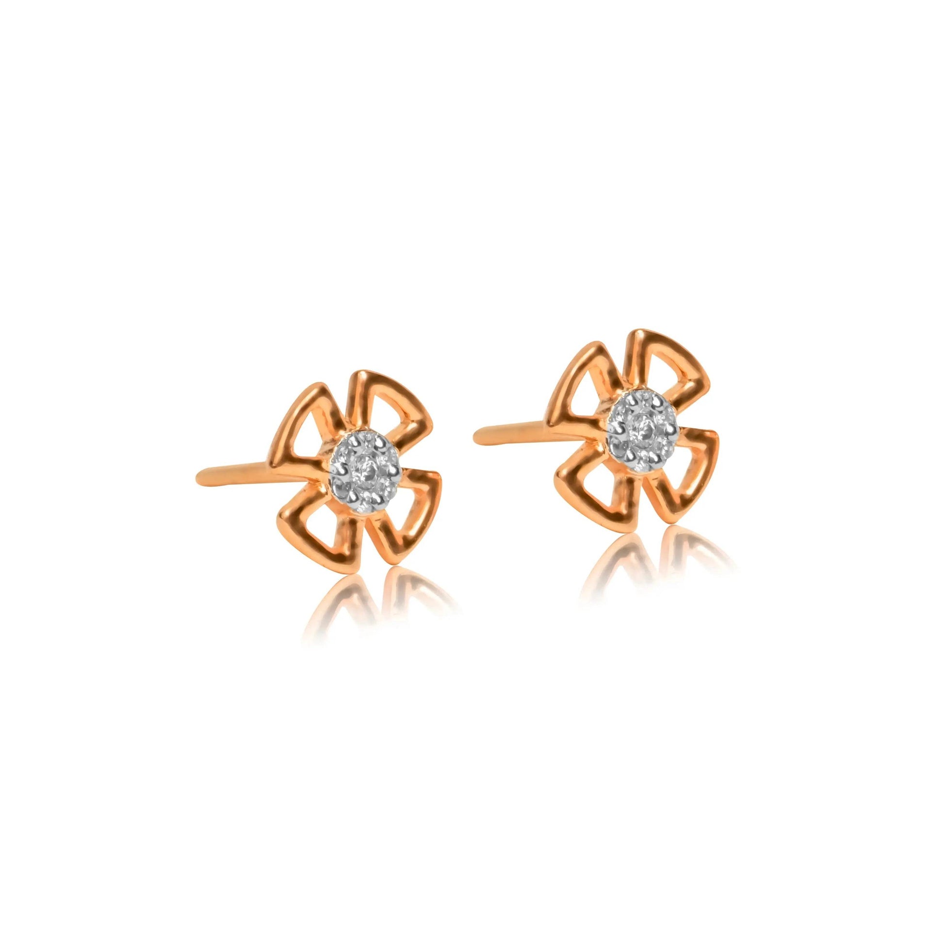 Petite Petal Diamond Gold Earrings - Fine One Jewels