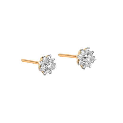 Classic Floral Diamond Stud Earrings in Gold - Fine One Jewels