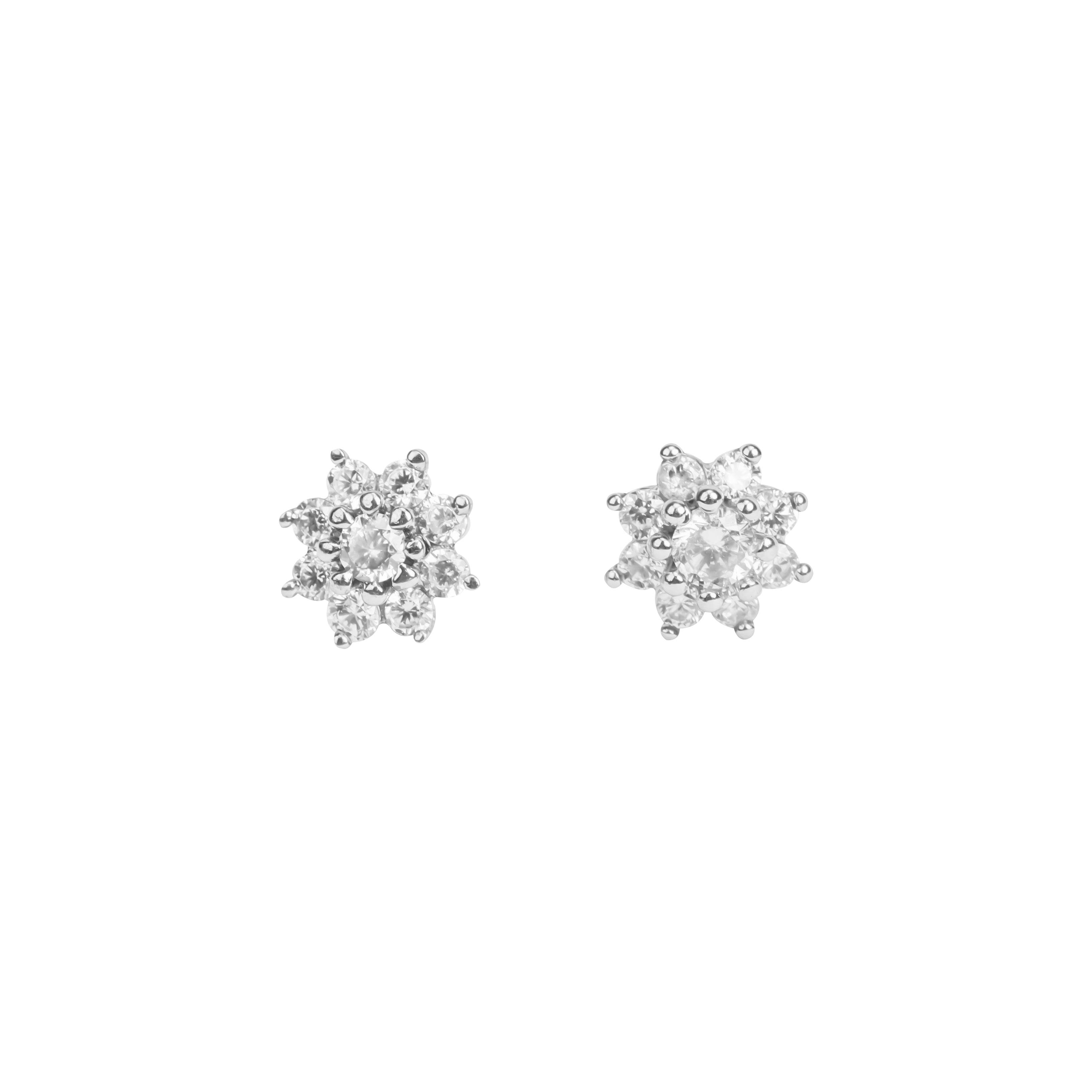 Classic Floral Diamond Stud Earrings in Gold - Fine One Jewels