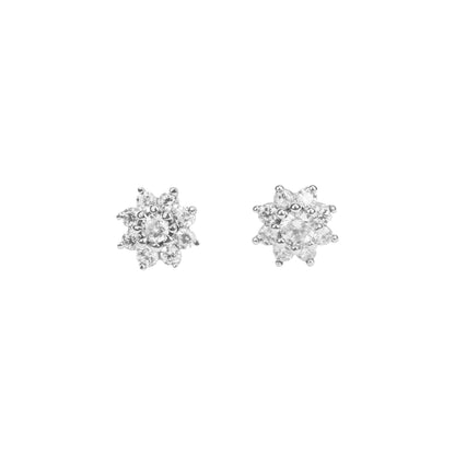 Classic Floral Diamond Stud Earrings in Gold - Fine One Jewels