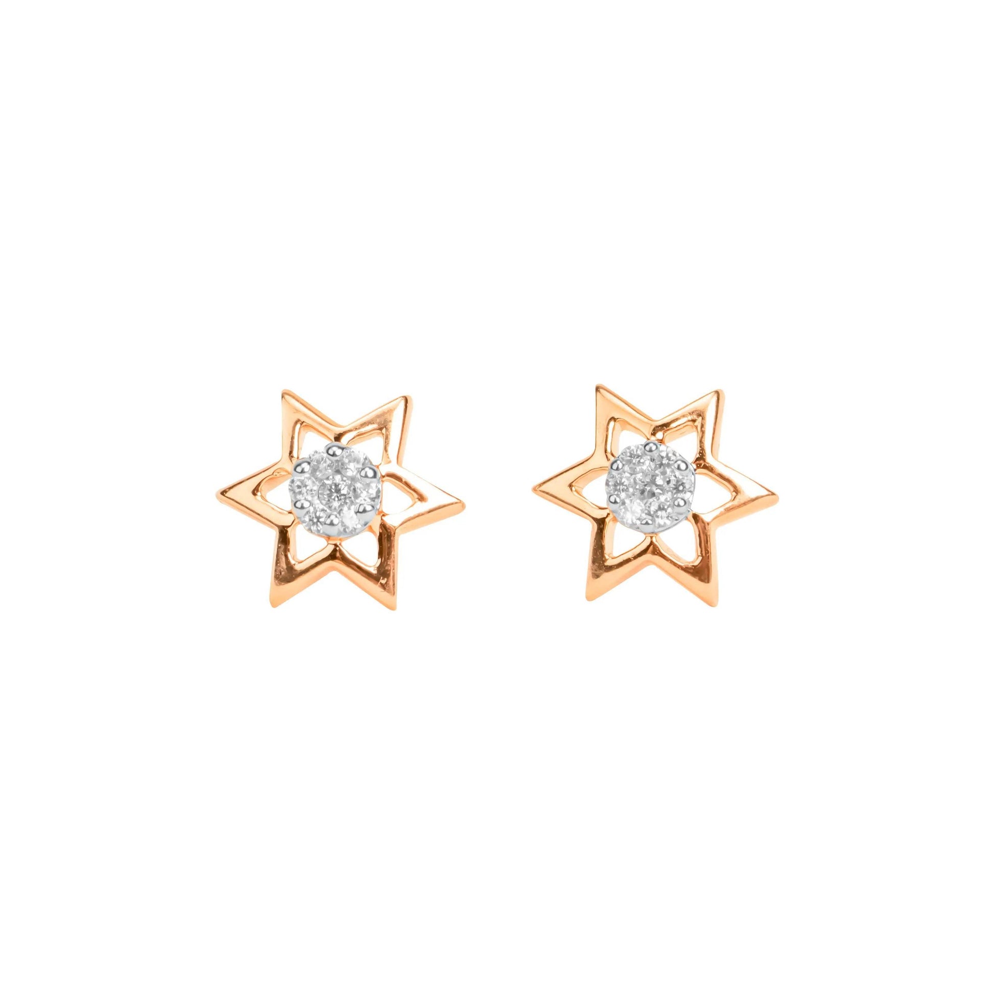 Rose Gold Star Shaped Earrings Embedded - Fine One Jewels