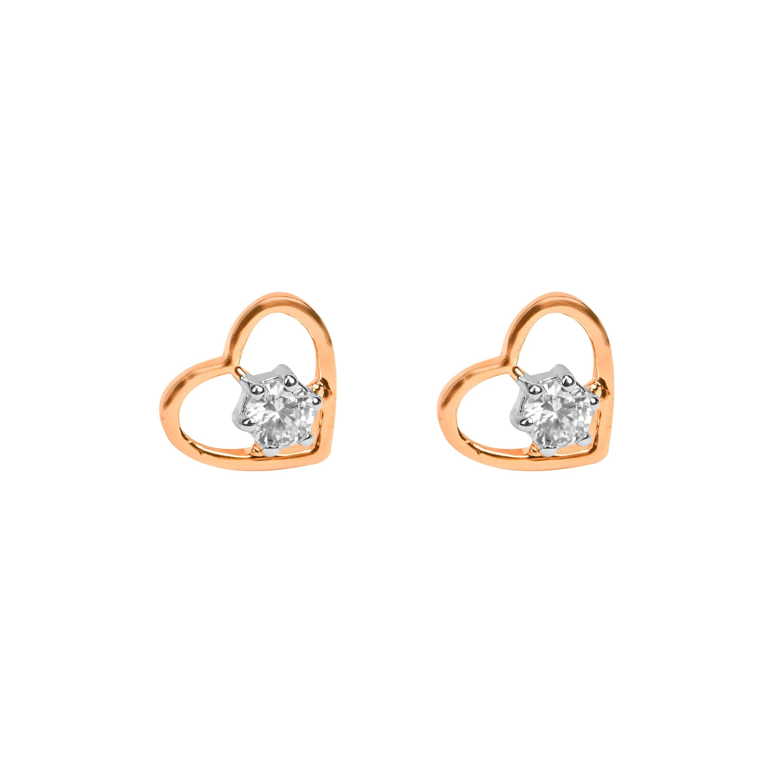 Heart-Shaped Rose Gold Earrings with Sparkling Diamonds - Fine One Jewels