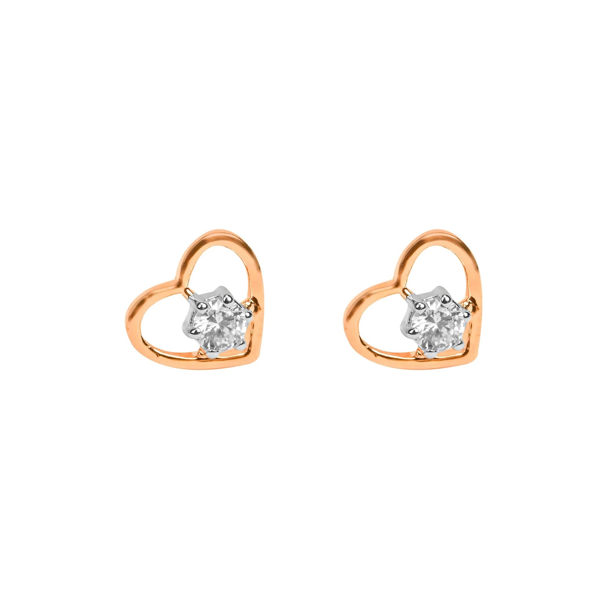 Heart-Shaped Rose Gold Earrings with Sparkling Diamonds - Fine One Jewels