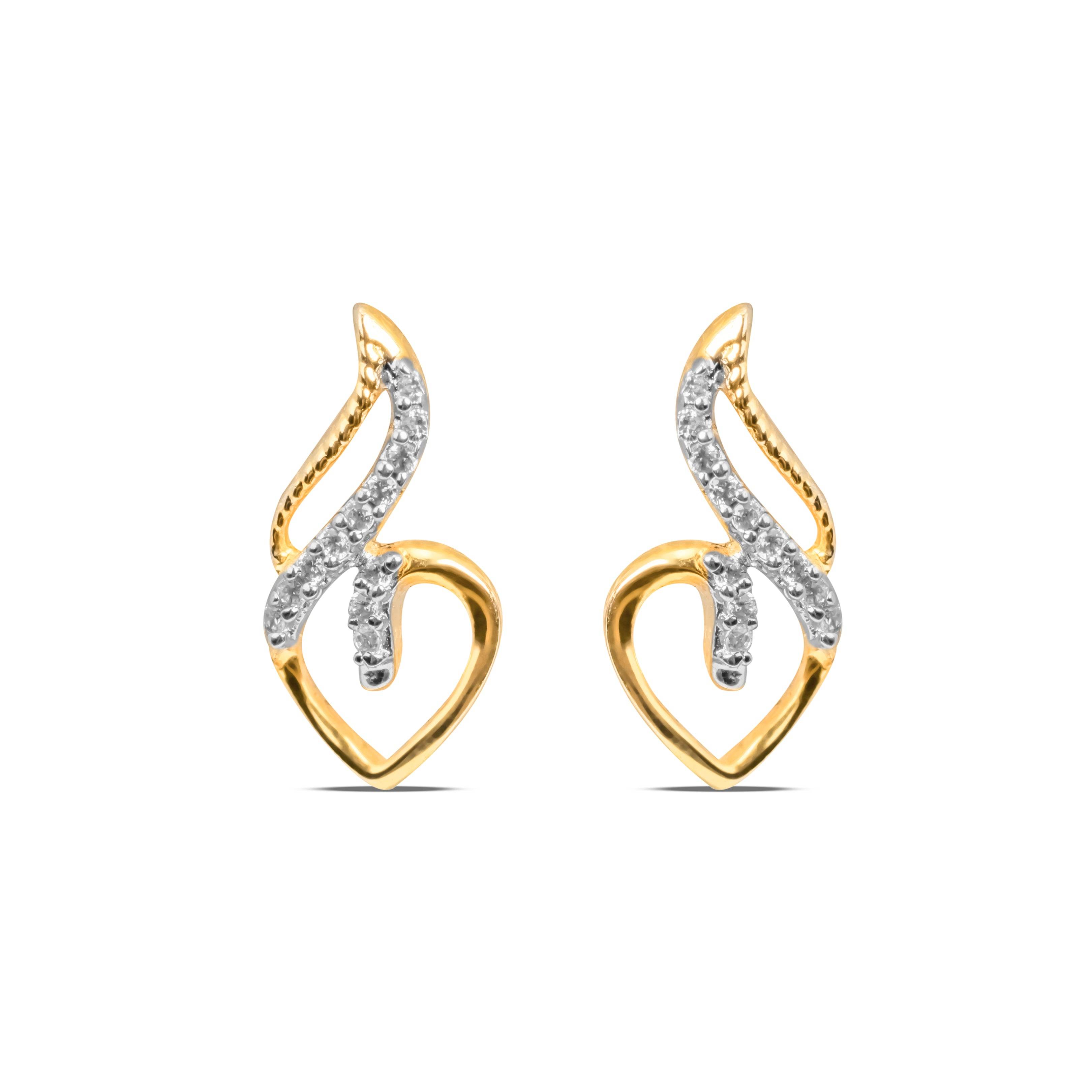 Stylish Heart Earrings with Diamond Twist in Gold - Fine One Jewels
