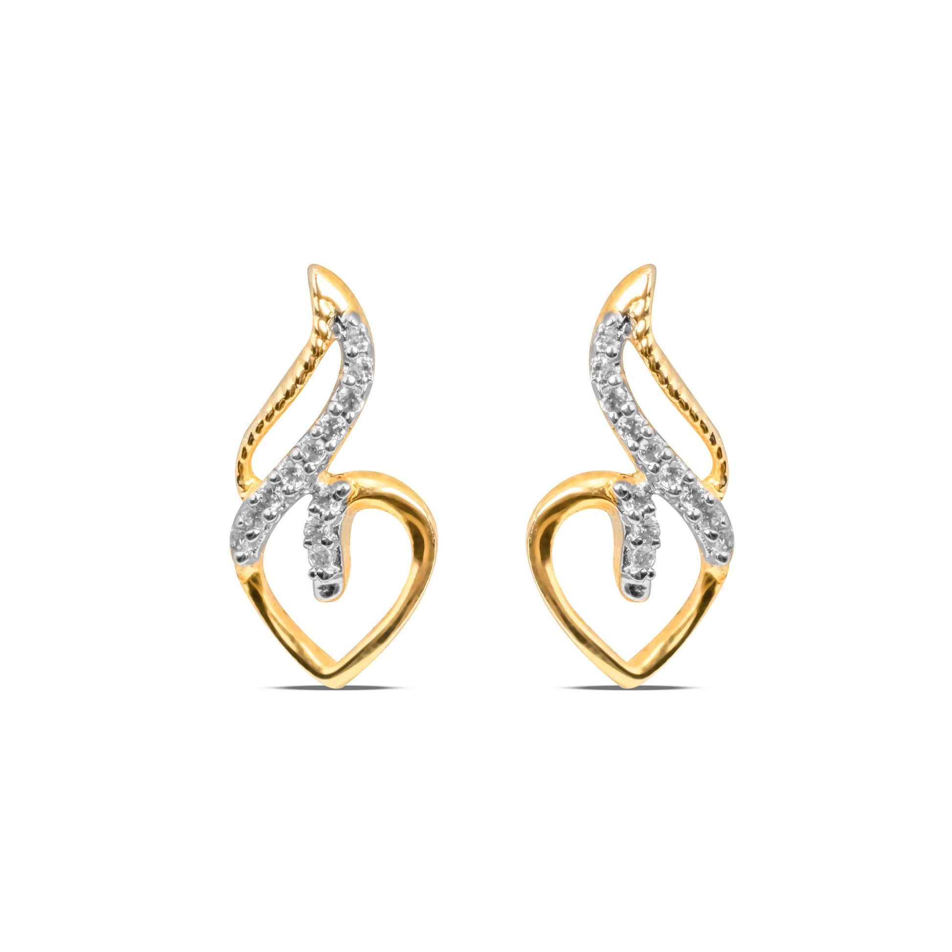 Stylish Heart Earrings with Diamond Twist in Gold - Fine One Jewels