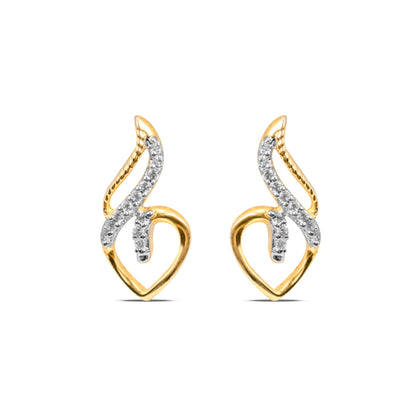 Stylish Heart Earrings with Diamond Twist in Gold - Fine One Jewels