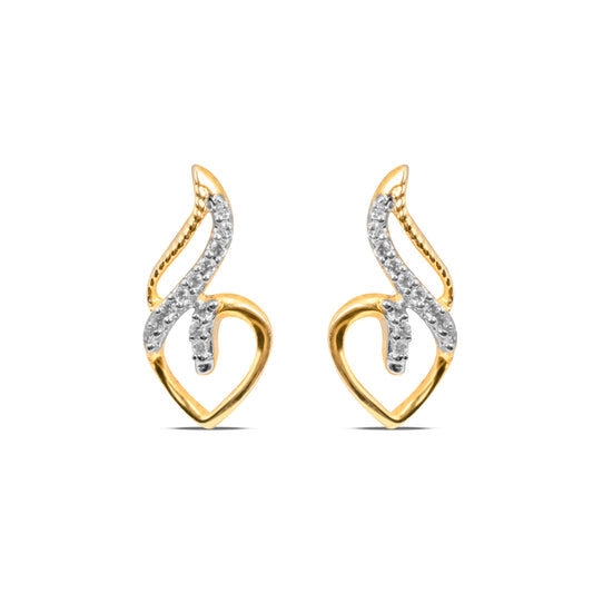 Stylish Heart Earrings with Diamond Twist in Gold