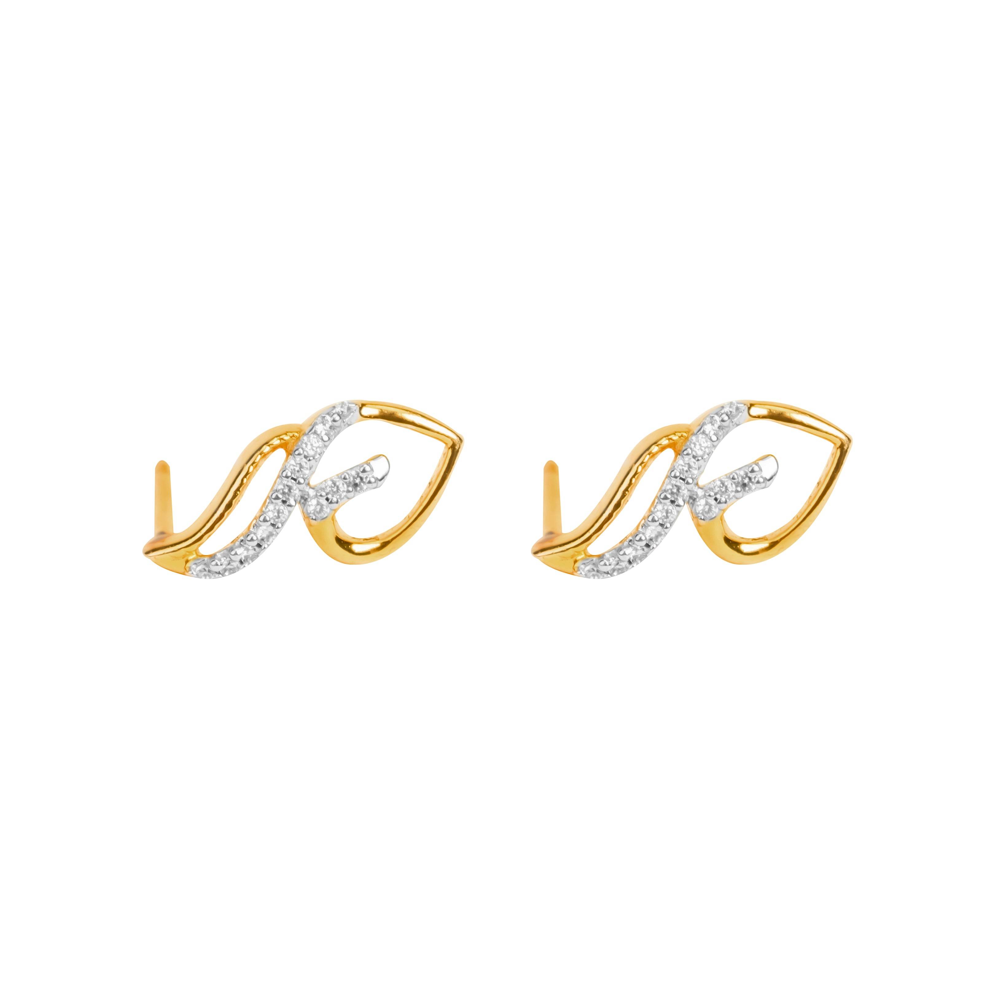 Stylish Heart Earrings with Diamond Twist in Gold - Fine One Jewels