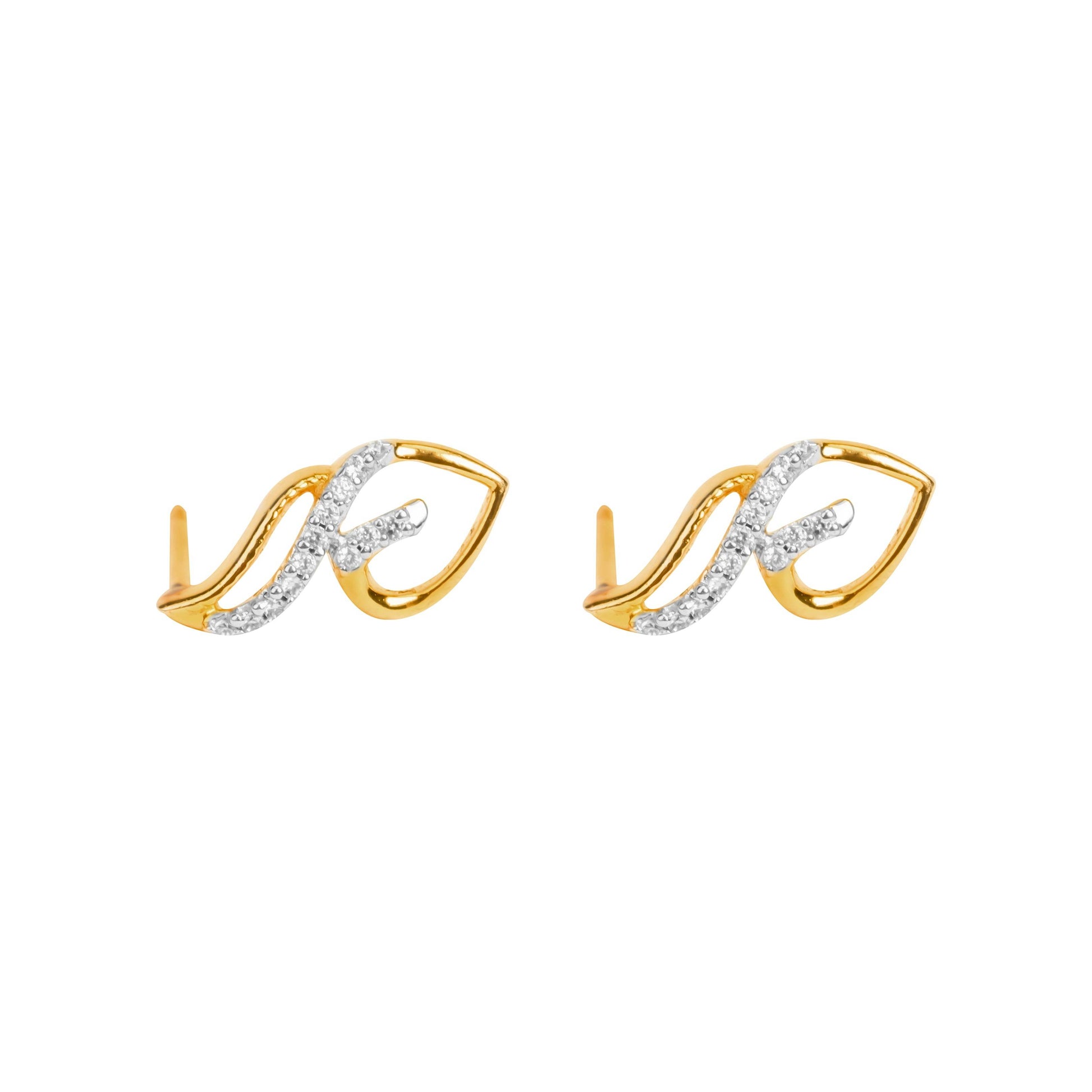Stylish Heart Earrings with Diamond Twist in Gold - Fine One Jewels