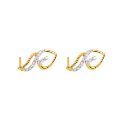 Stylish Heart Earrings with Diamond Twist in Gold - Fine One Jewels