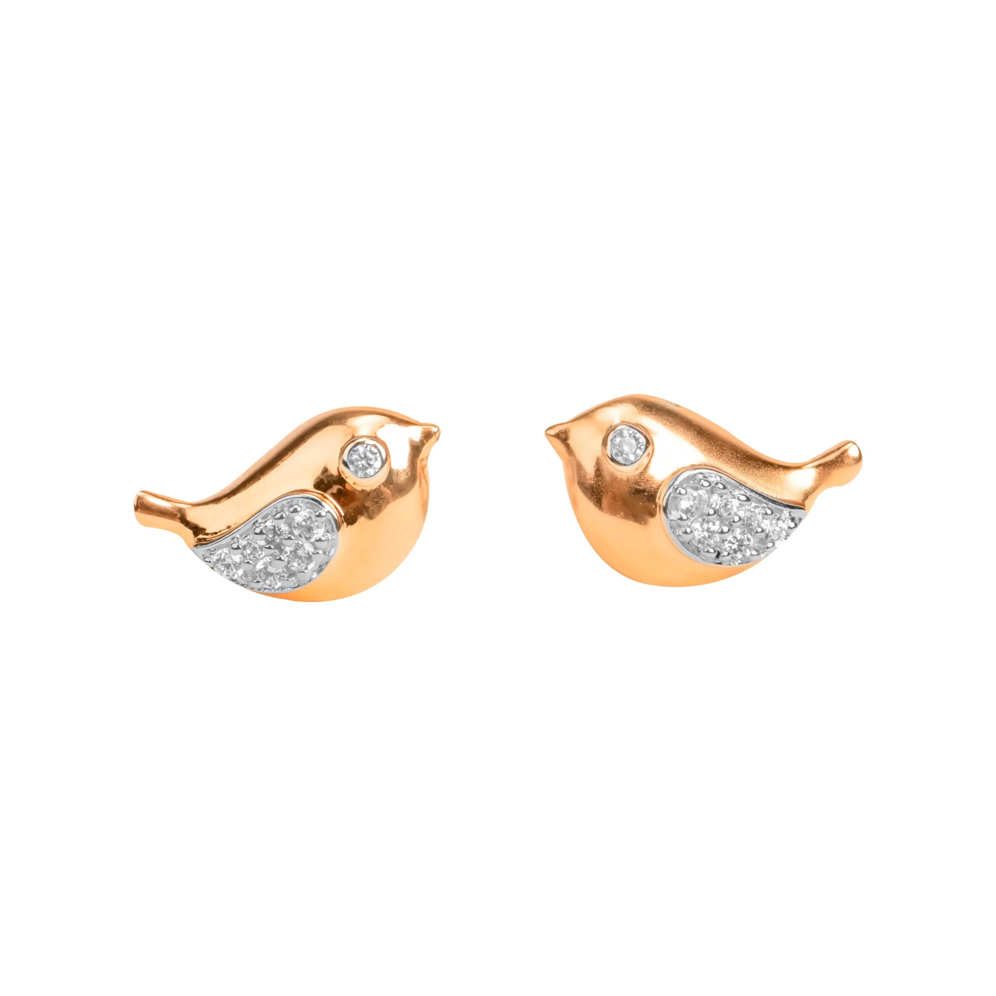 Rose Gold Bird Stud Earrings for Women - Fine One Jewels