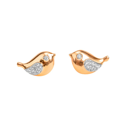 Rose Gold Bird Stud Earrings for Women - Fine One Jewels