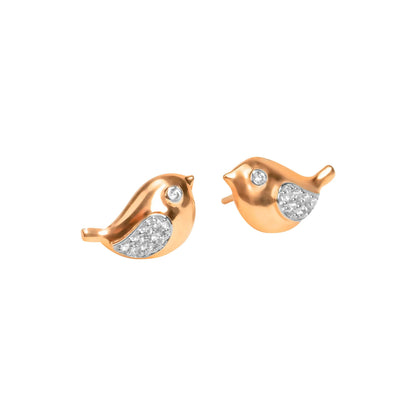 Rose Gold Bird Stud Earrings for Women - Fine One Jewels