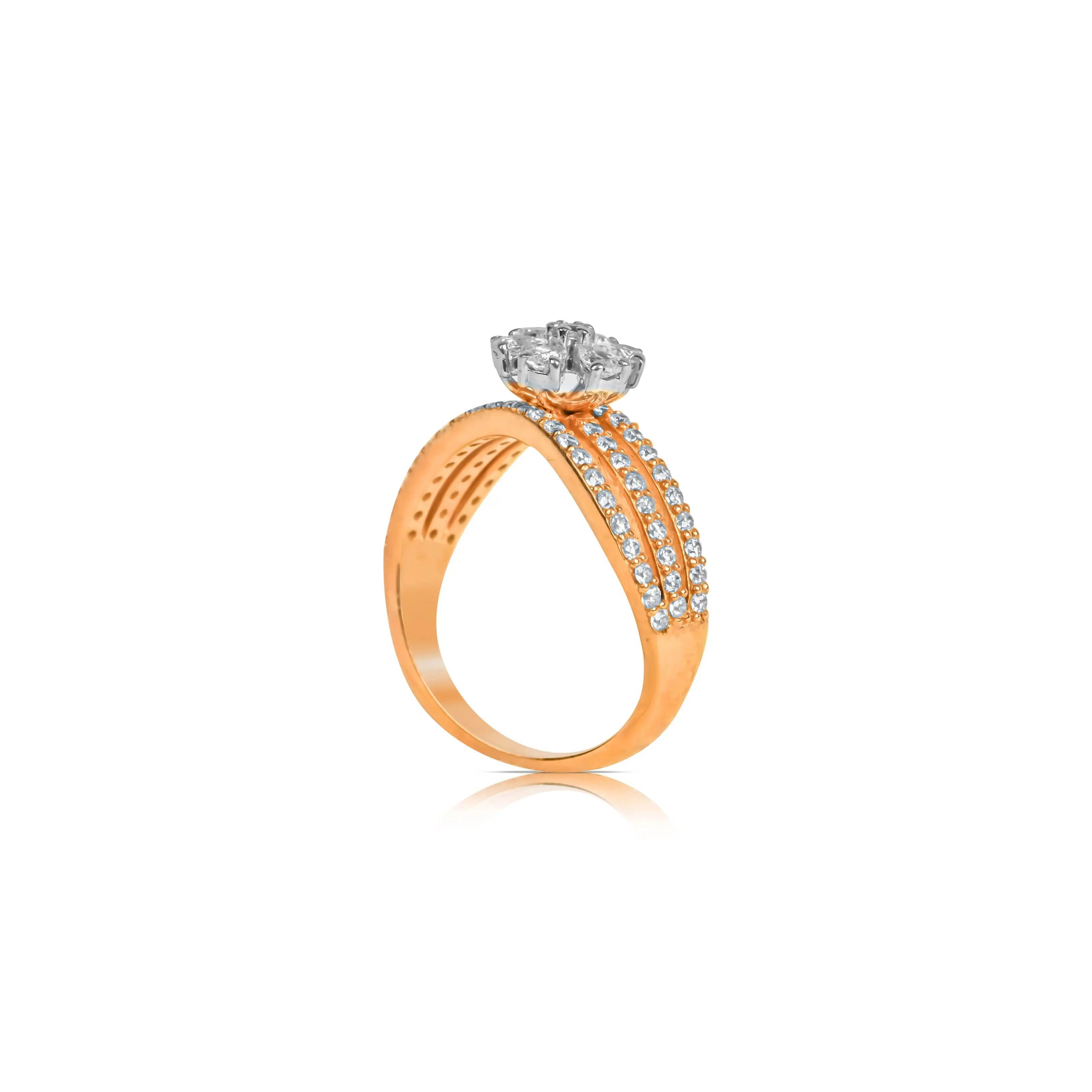 Floral Gold Plated Stone Ring - Fine One Jewels