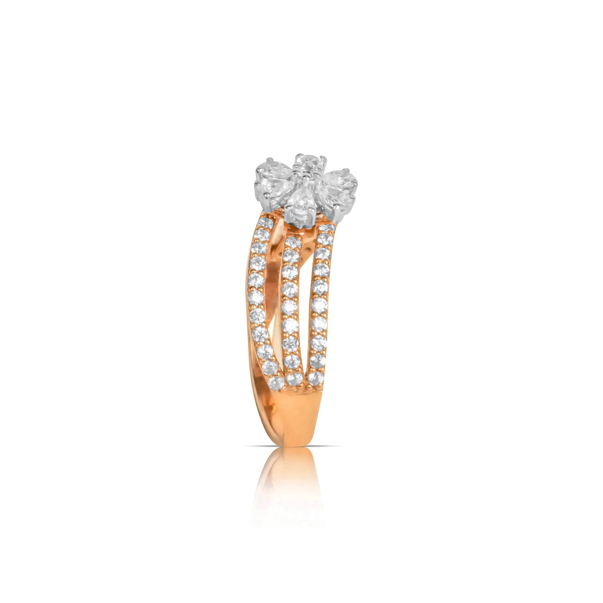 Floral Gold Plated Stone Ring - Fine One Jewels