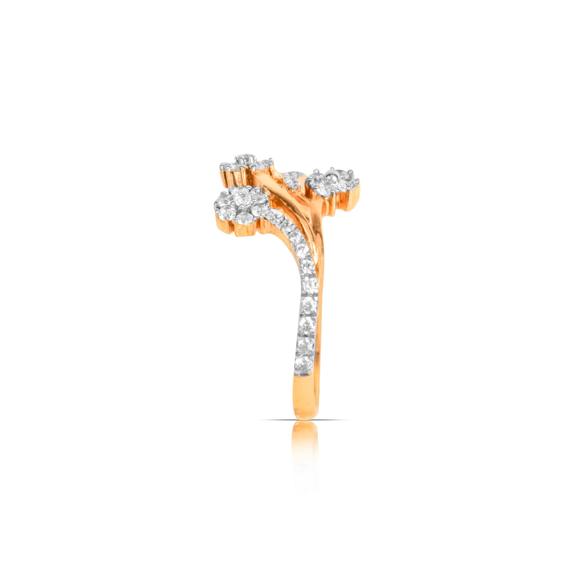 Rose Gold Floral Diamond Ring - Fine One Jewels
