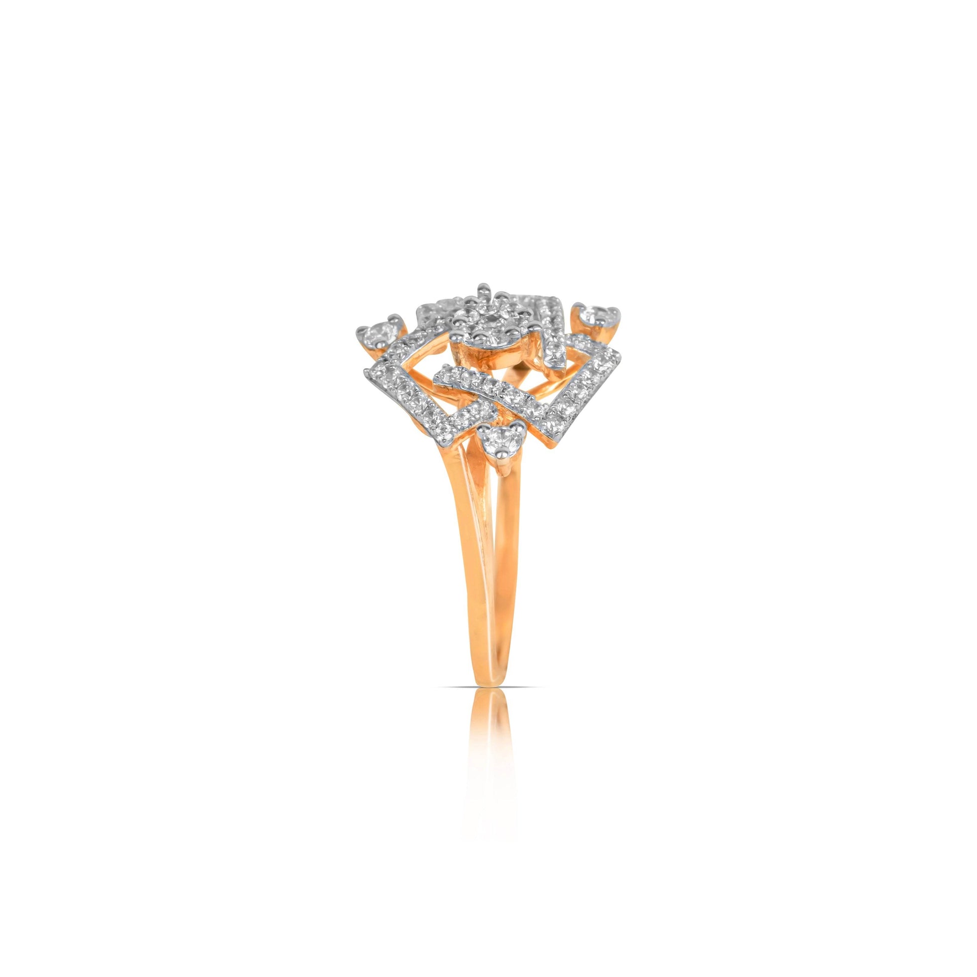 Modern Geometric Diamond Gold Ring - Fine One Jewels