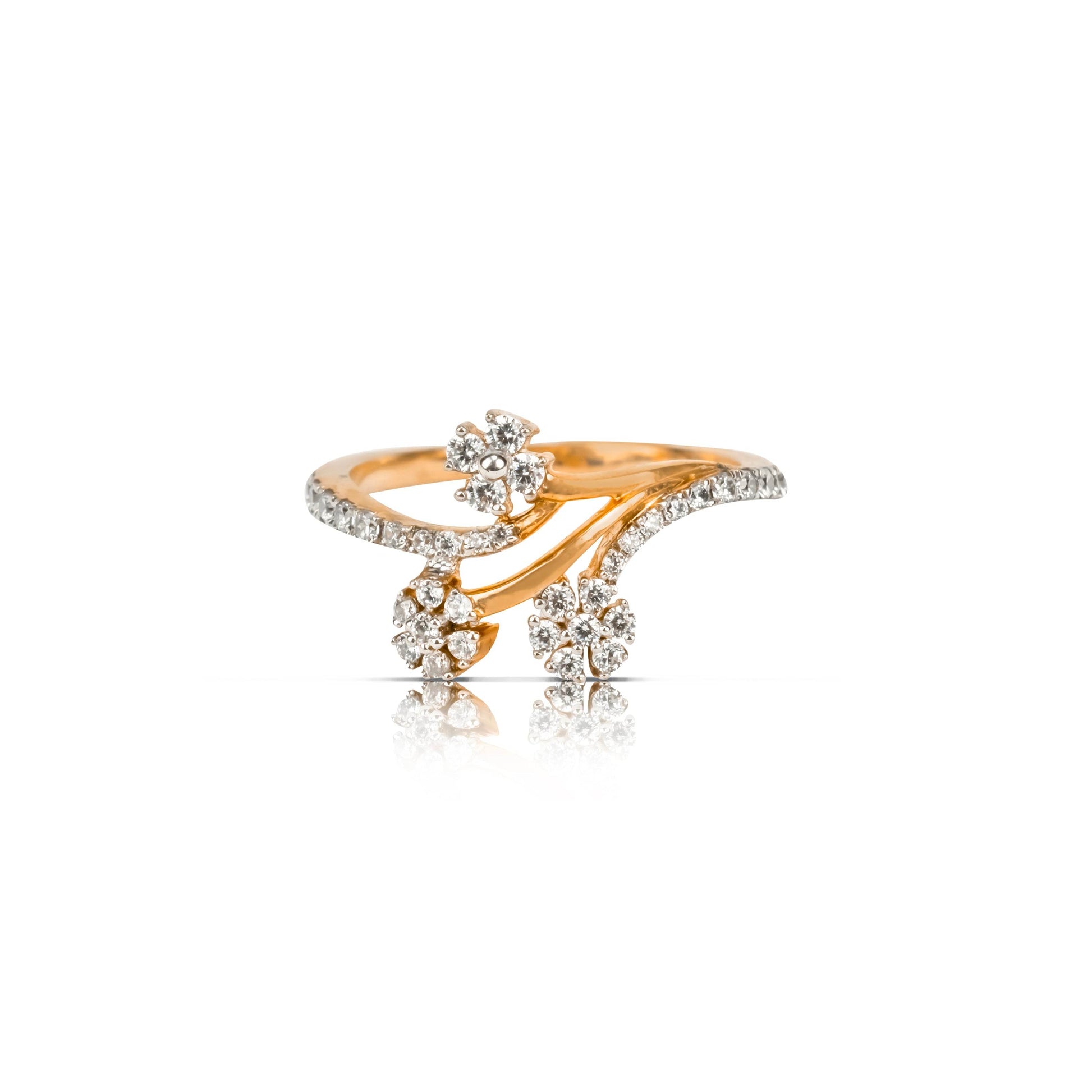 Rose Gold Floral Diamond Ring - Fine One Jewels
