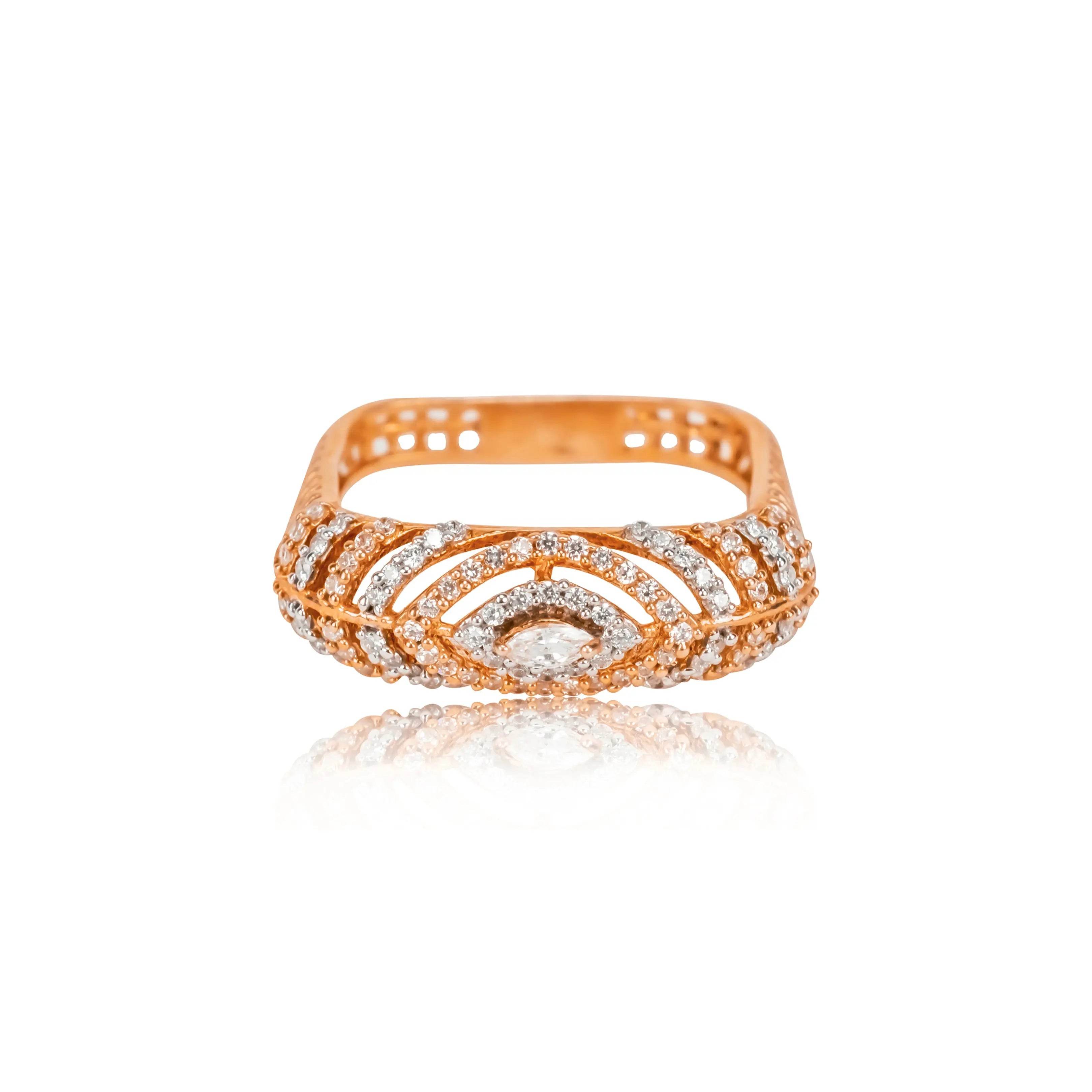 Peacock Charm Gold Diamond Ring - Fine One Jewels