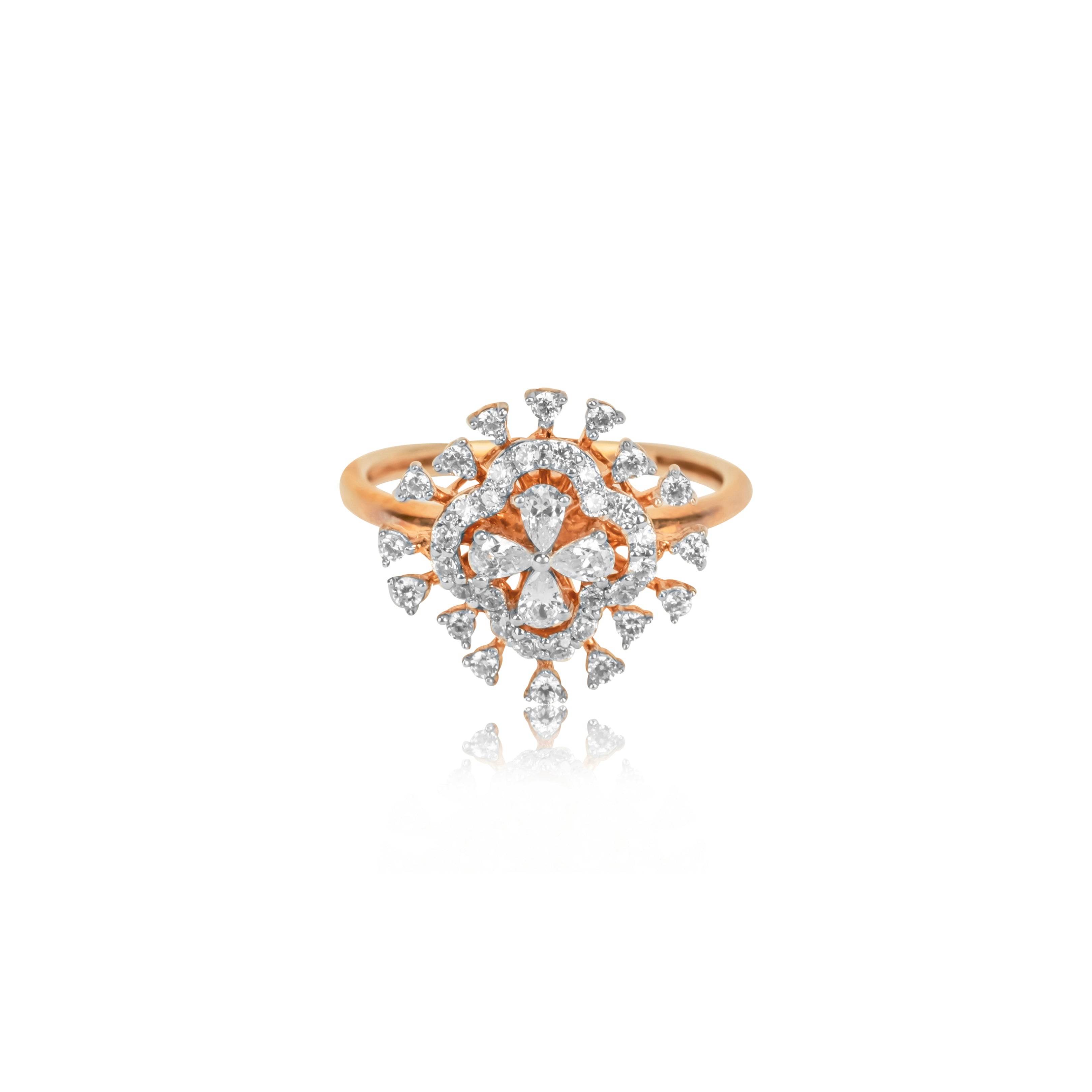 Diamond Studded Regal Bloom Ring - Fine One Jewels