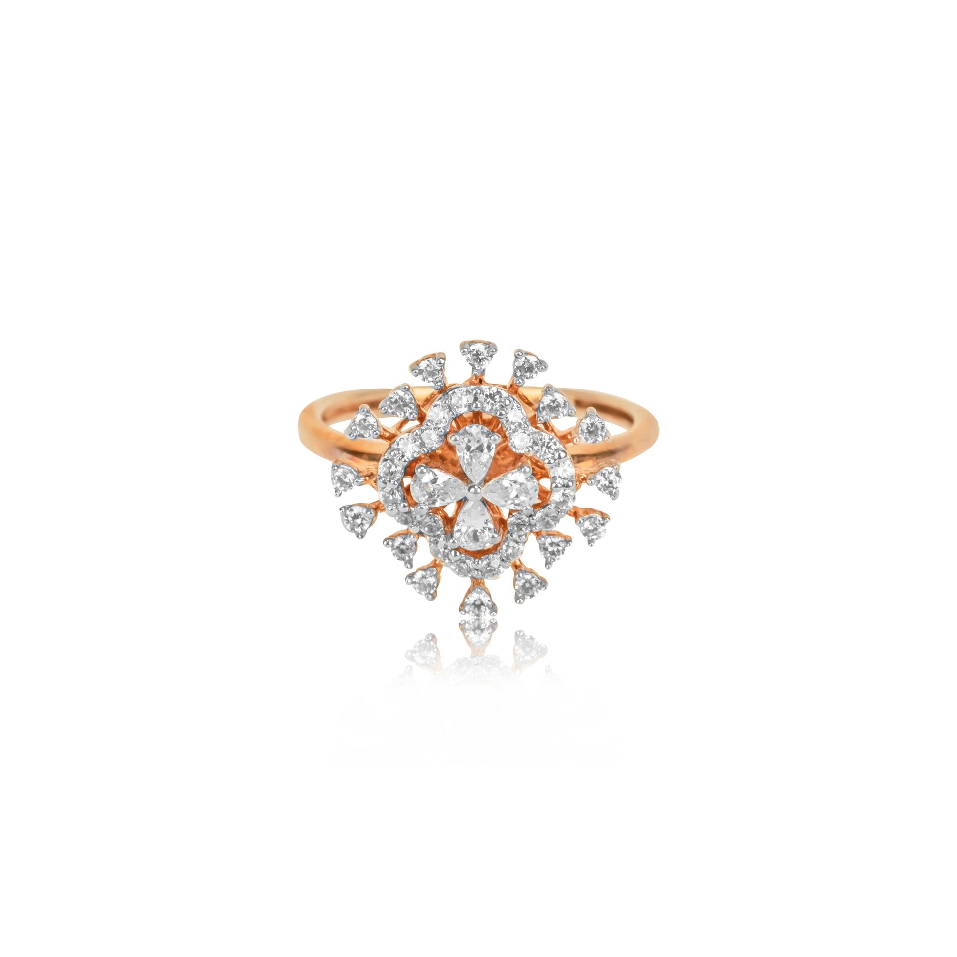 Diamond Studded Regal Bloom Ring - Fine One Jewels