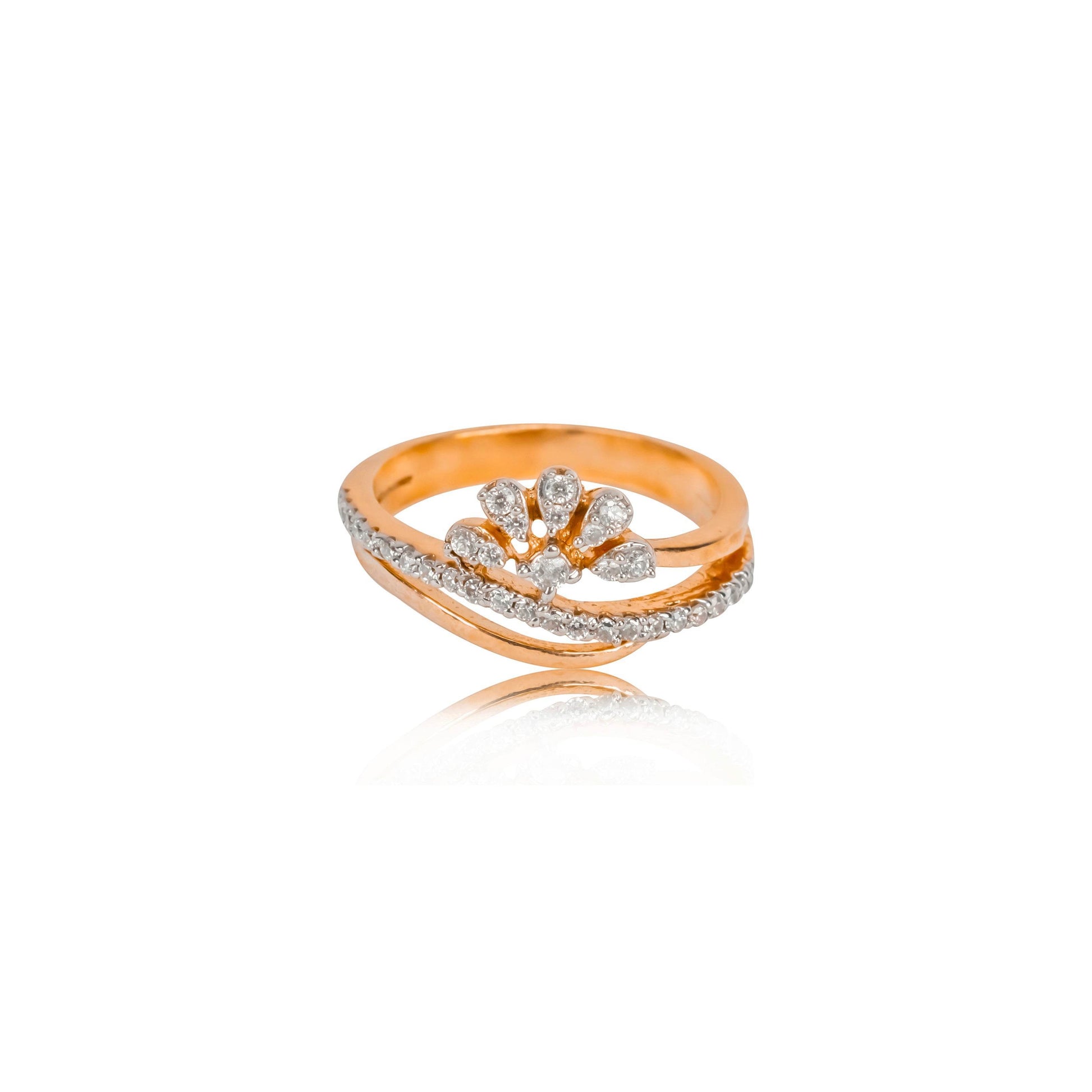 Glimmering Floral Wave Diamond Ring | Floral Diamond Ring - Fine One Jewels