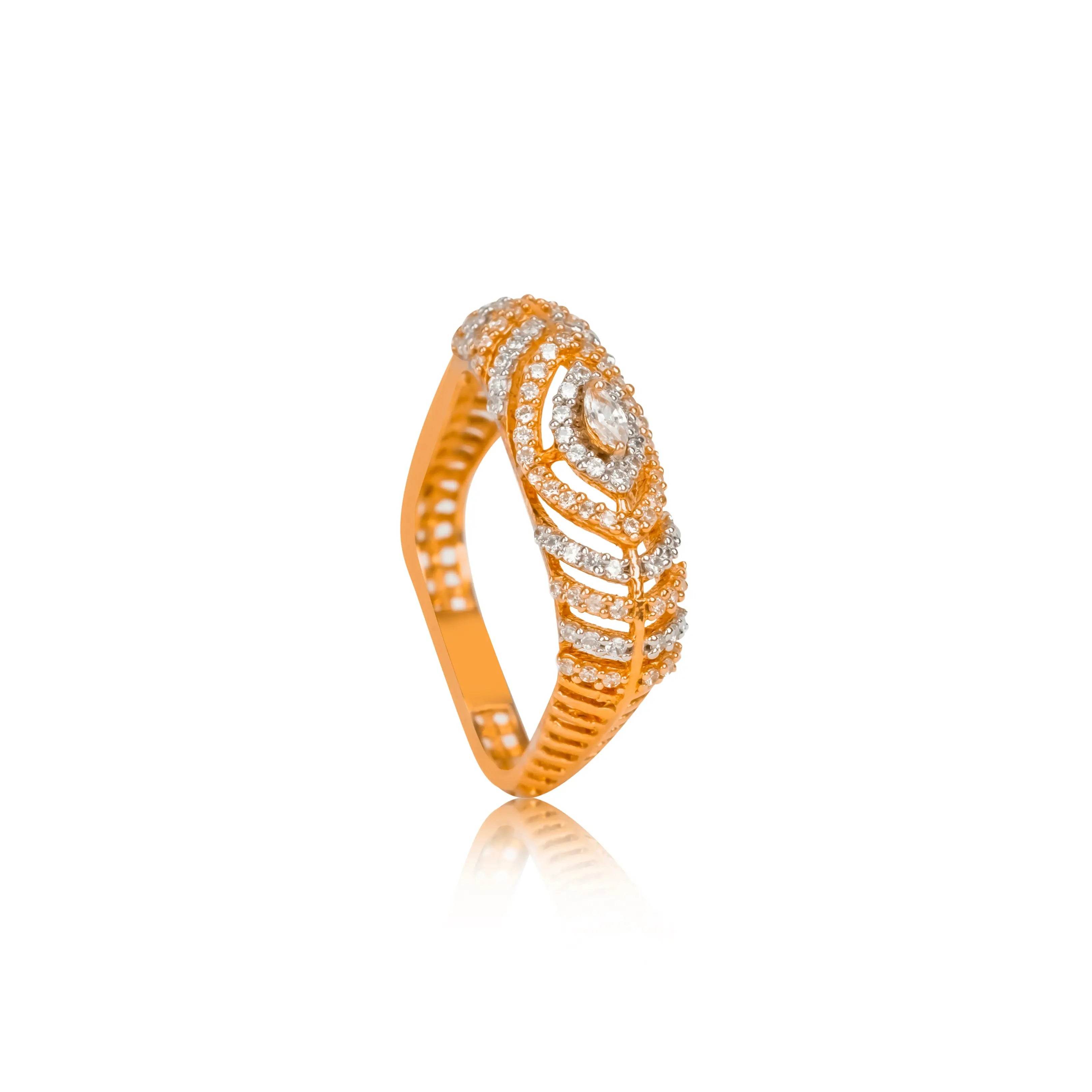 Peacock Charm Gold Diamond Ring - Fine One Jewels