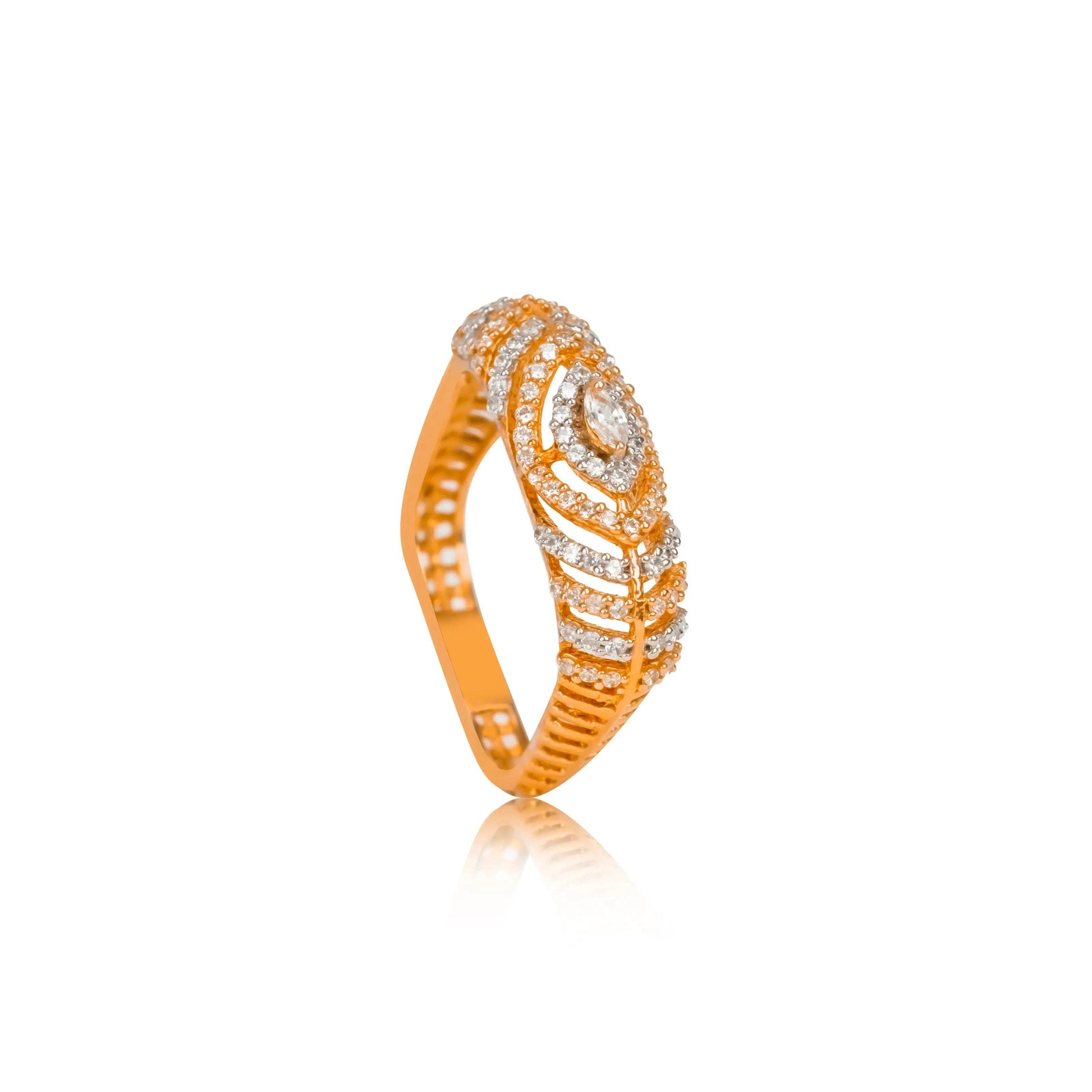 Peacock Charm Gold Diamond Ring - Fine One Jewels