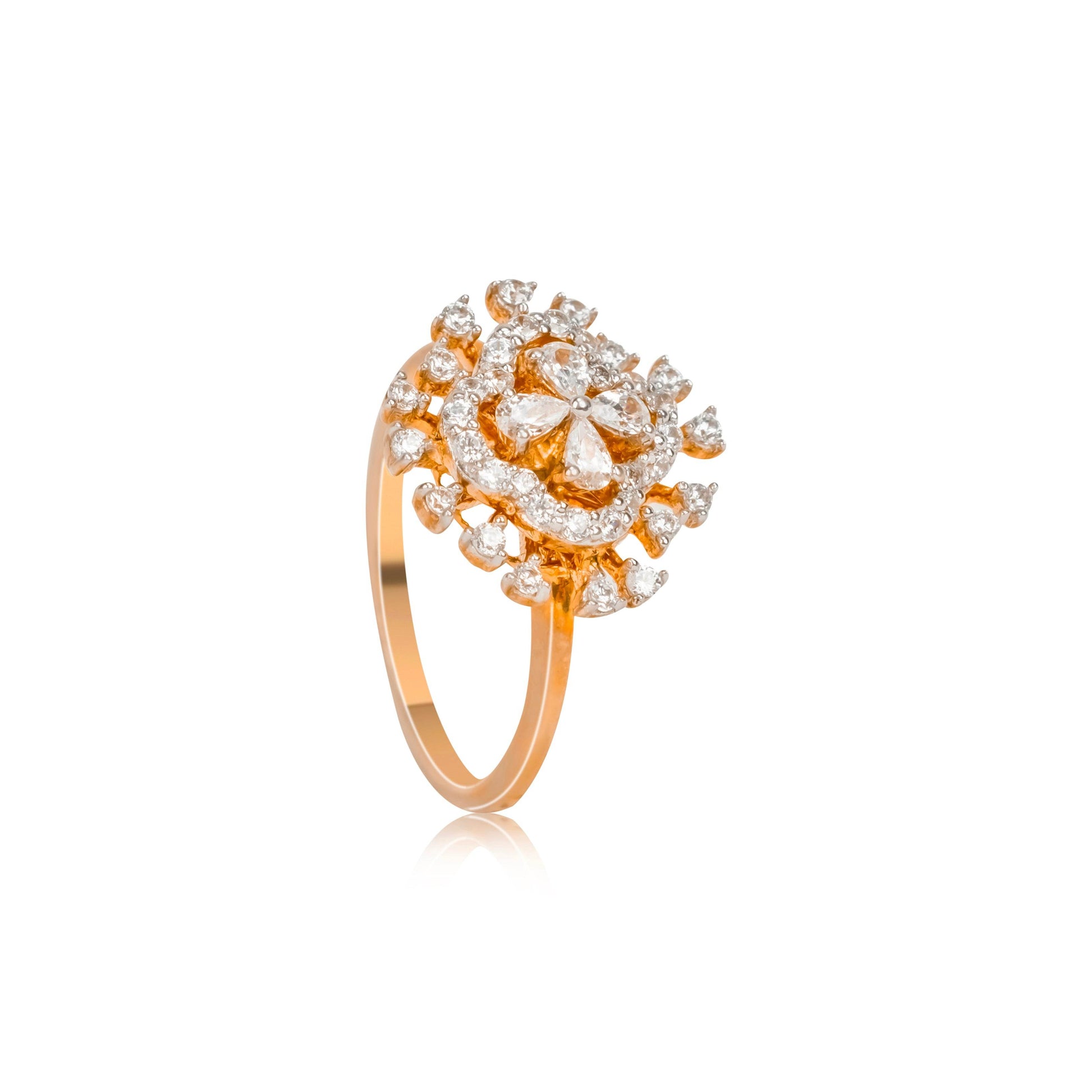 Diamond Studded Regal Bloom Ring - Fine One Jewels