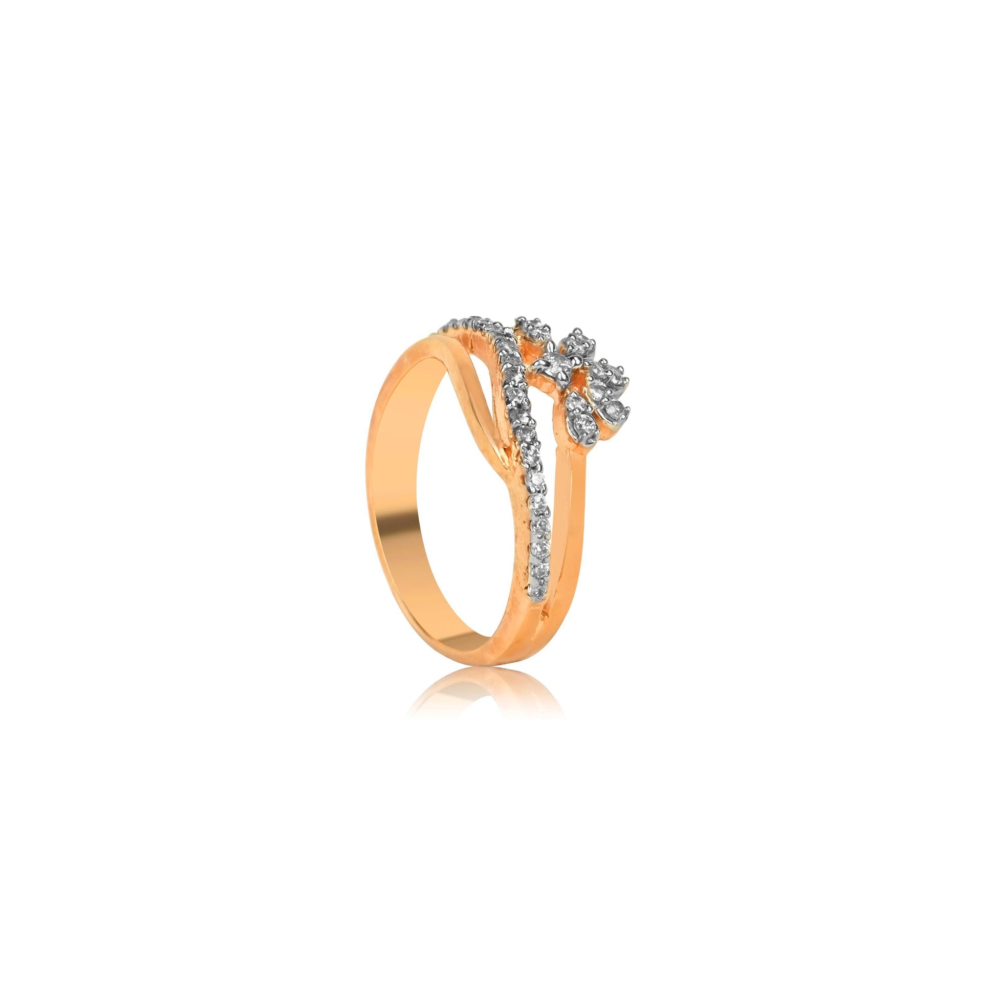 Glimmering Floral Wave Diamond Ring | Floral Diamond Ring - Fine One Jewels