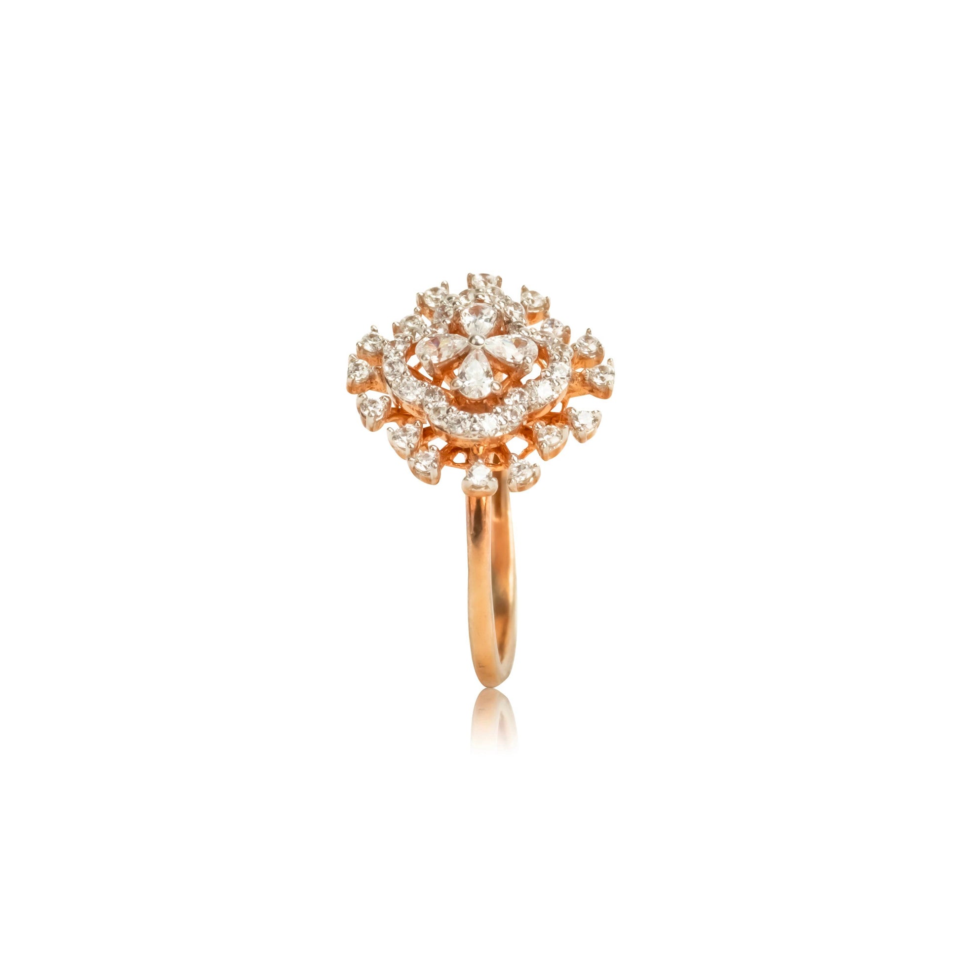 Diamond Studded Regal Bloom Ring - Fine One Jewels