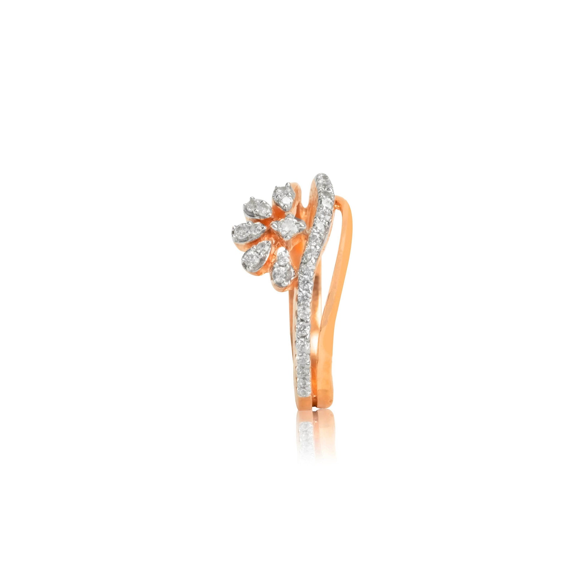 Glimmering Floral Wave Diamond Ring | Floral Diamond Ring - Fine One Jewels