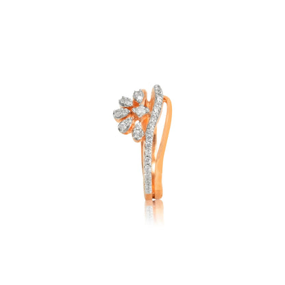 Glimmering Floral Wave Diamond Ring | Floral Diamond Ring - Fine One Jewels
