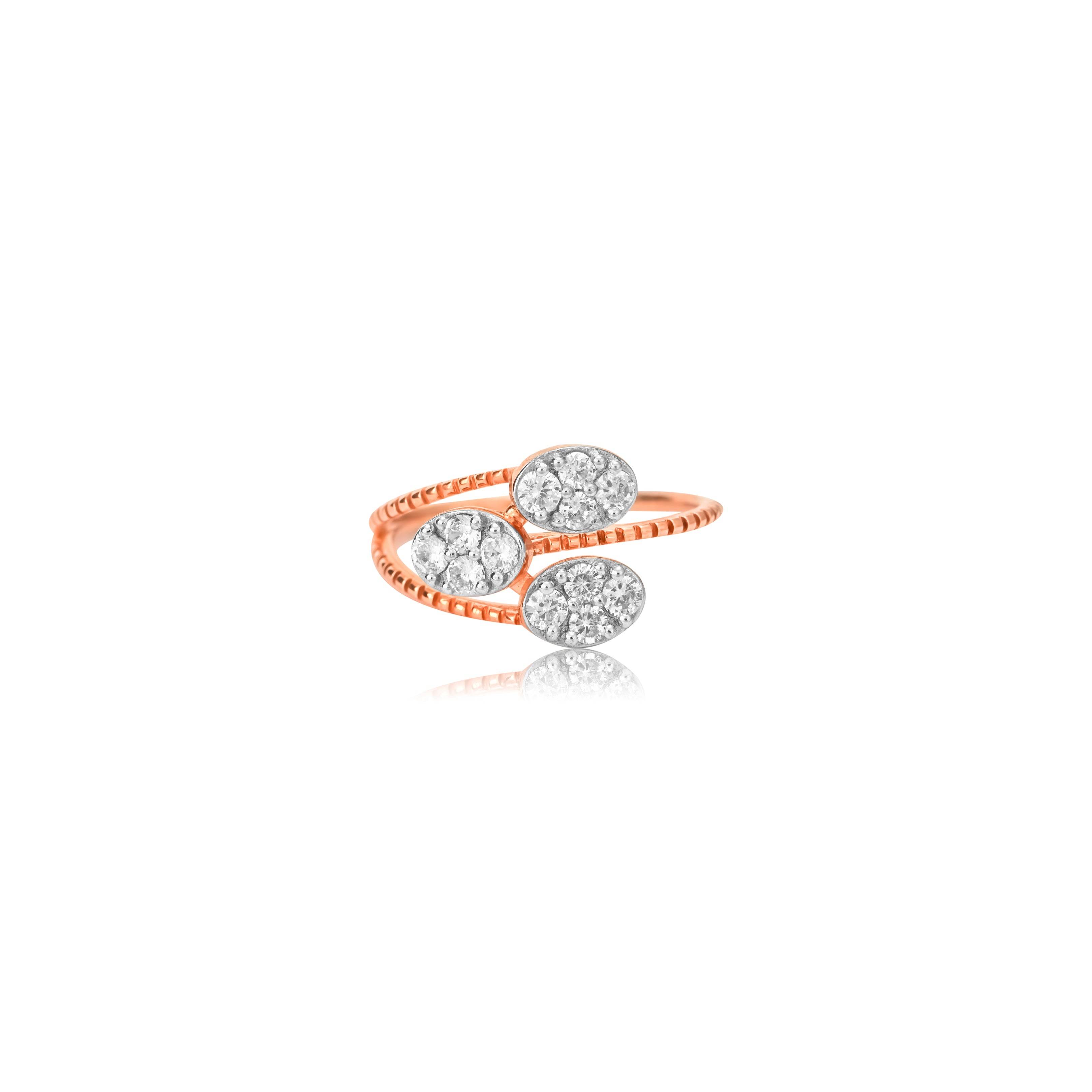 Rose Gold Ring with Triple Oval Diamonds - Fine One Jewels