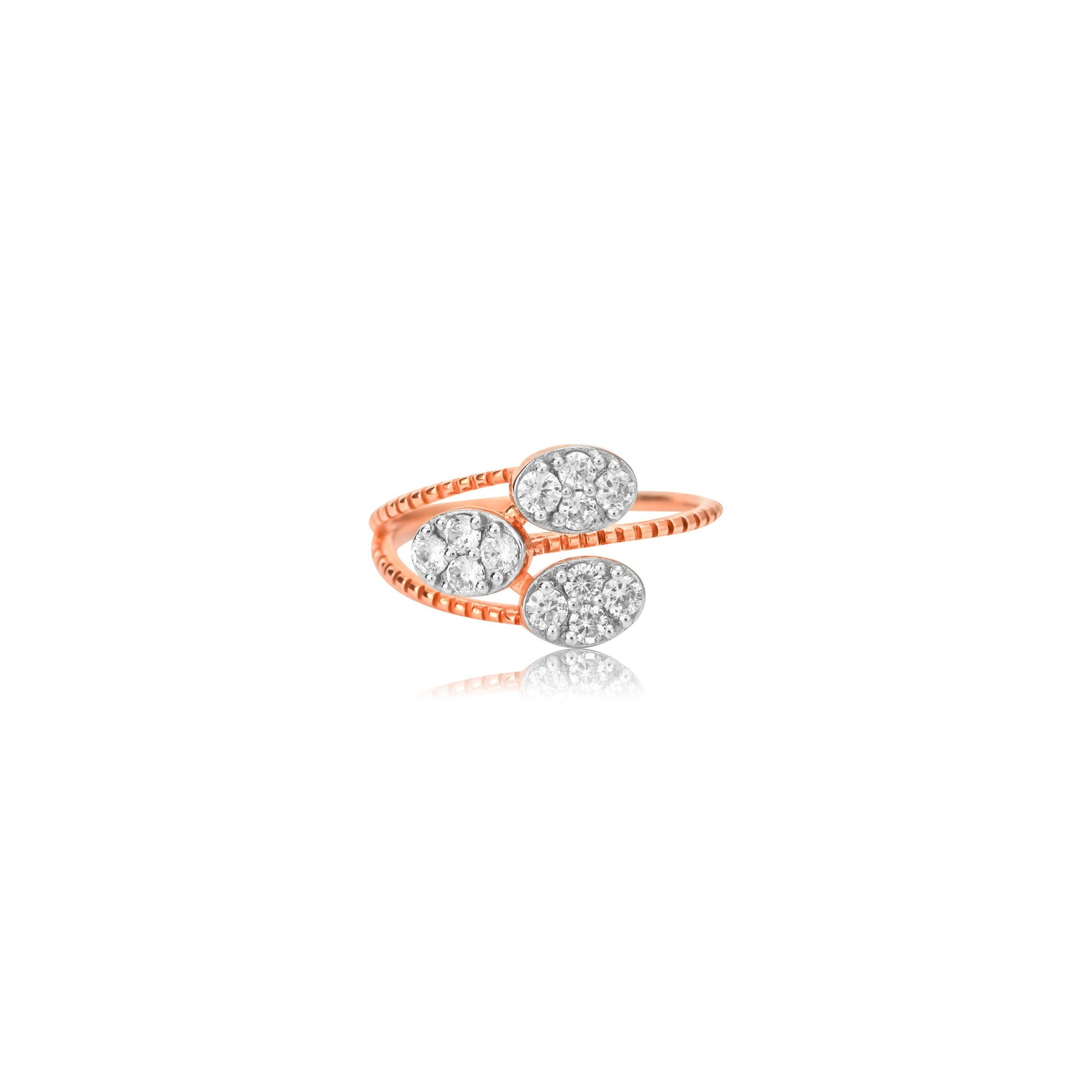 Rose Gold Ring with Triple Oval Diamonds - Fine One Jewels