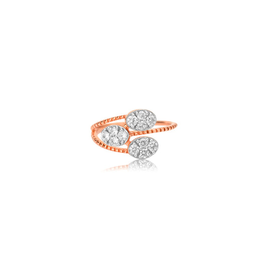 Rose Gold Ring with Triple Oval Diamonds - Fine One Jewels