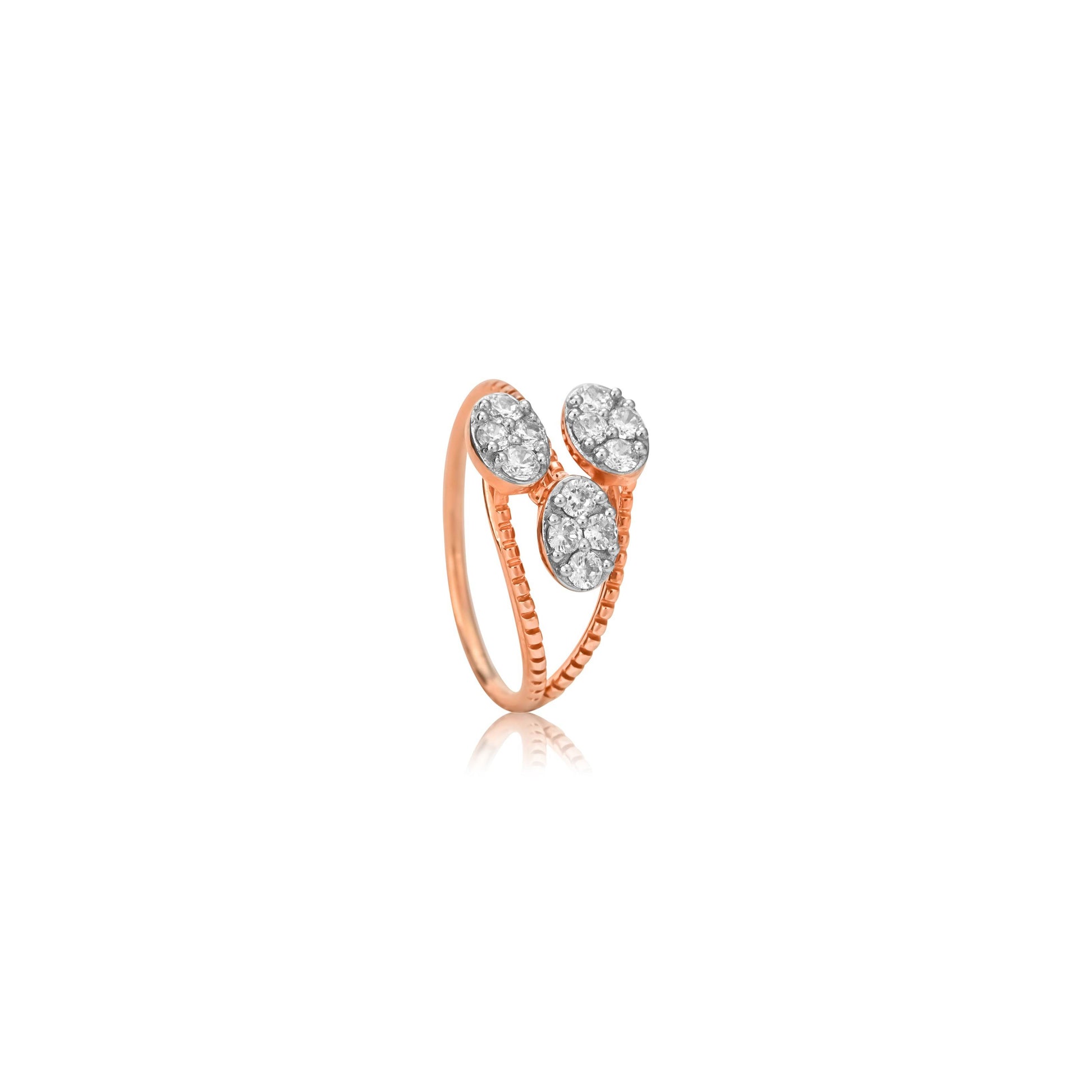 Rose Gold Ring with Triple Oval Diamonds - Fine One Jewels