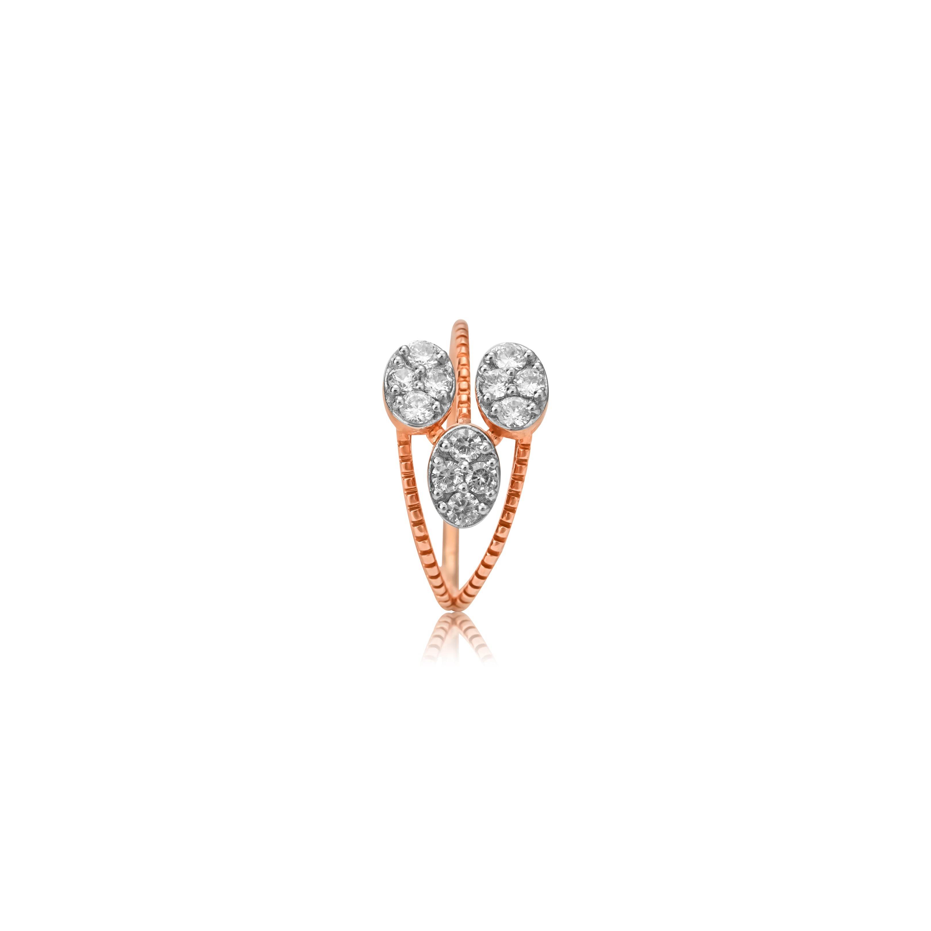 Rose Gold Ring with Triple Oval Diamonds - Fine One Jewels