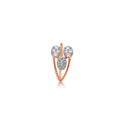 Rose Gold Ring with Triple Oval Diamonds - Fine One Jewels