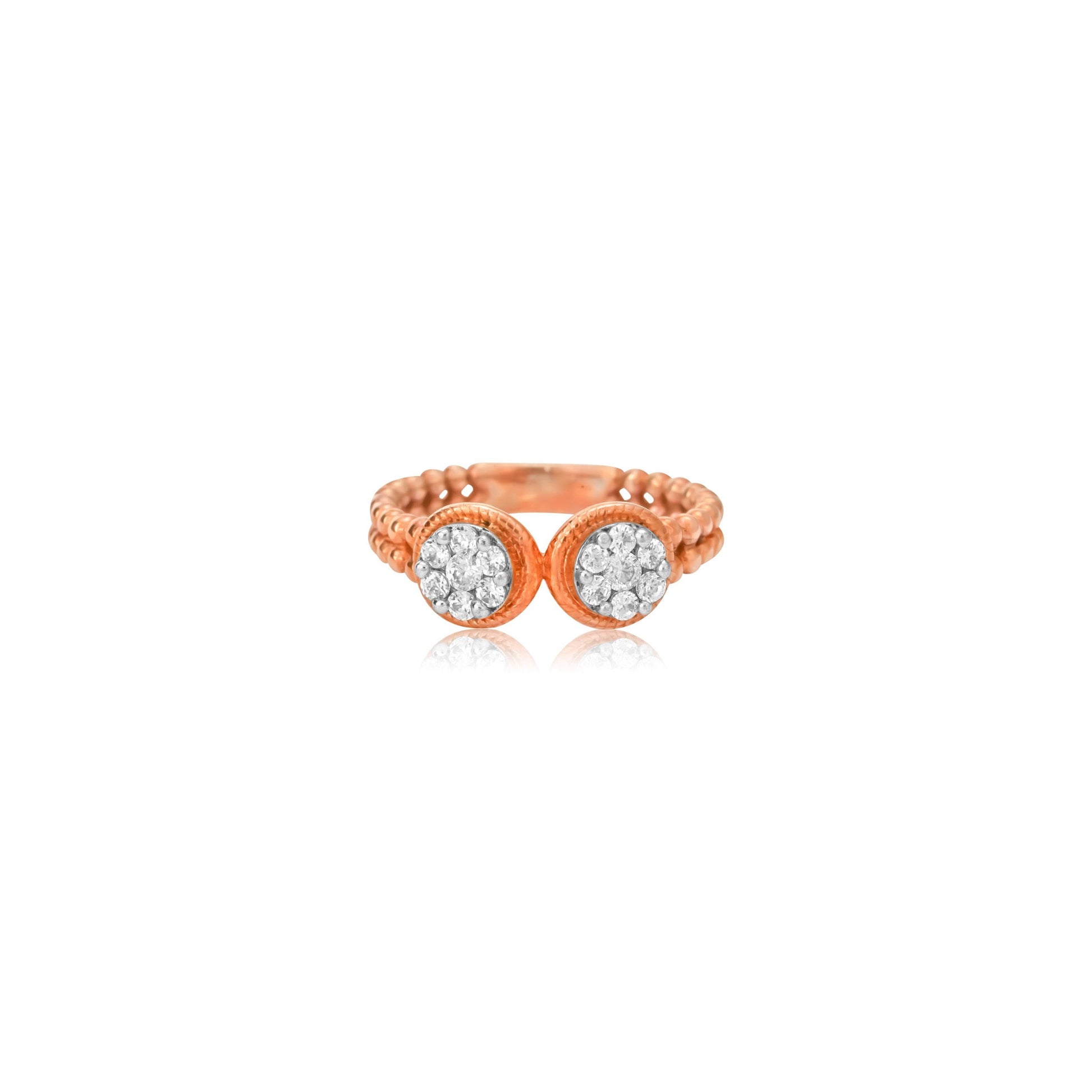 Twin Round Diamond Rose Gold Ring - Fine One Jewels
