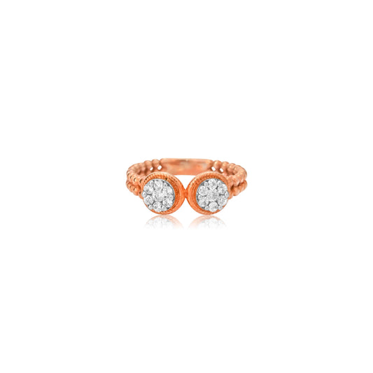 Twin Round Diamond Rose Gold Ring - Fine One Jewels