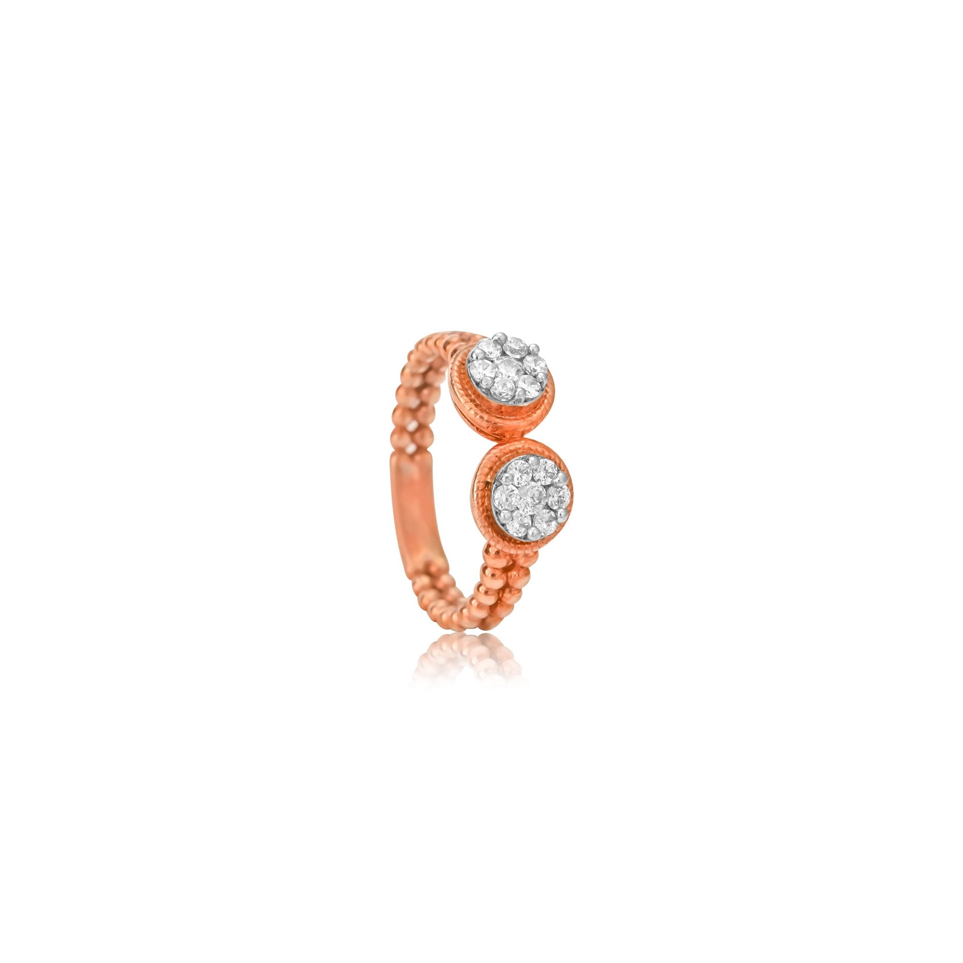 Twin Round Diamond Rose Gold Ring - Fine One Jewels