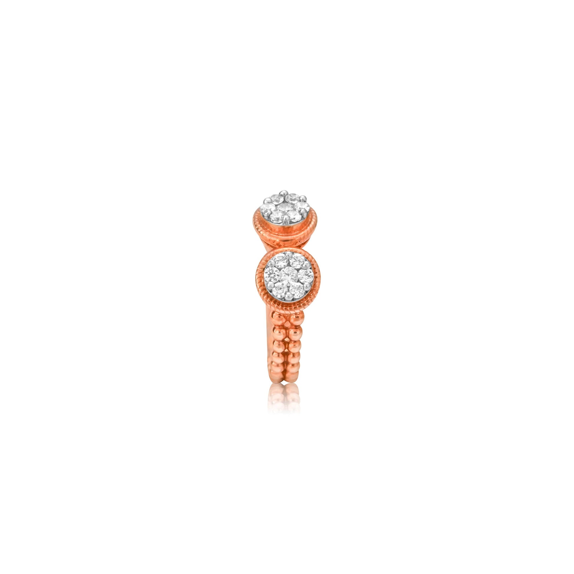 Twin Round Diamond Rose Gold Ring - Fine One Jewels