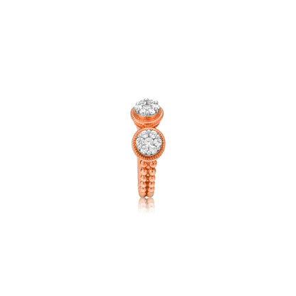 Twin Round Diamond Rose Gold Ring - Fine One Jewels